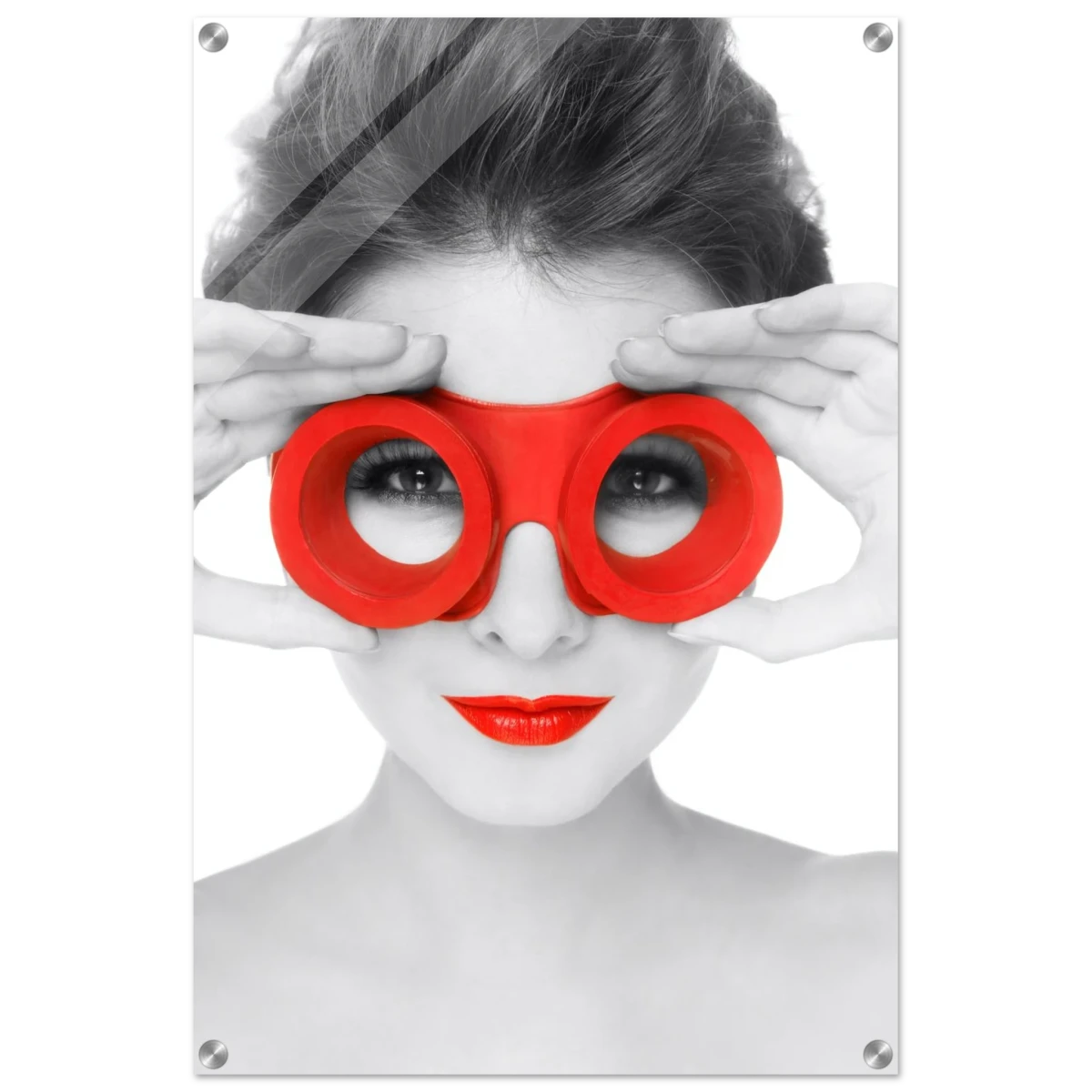Through Crimson Eyes"– Monochrome Glamour Pop | Wall Art Print - Acrylic Print - 50x75 cm / 20x30″ -