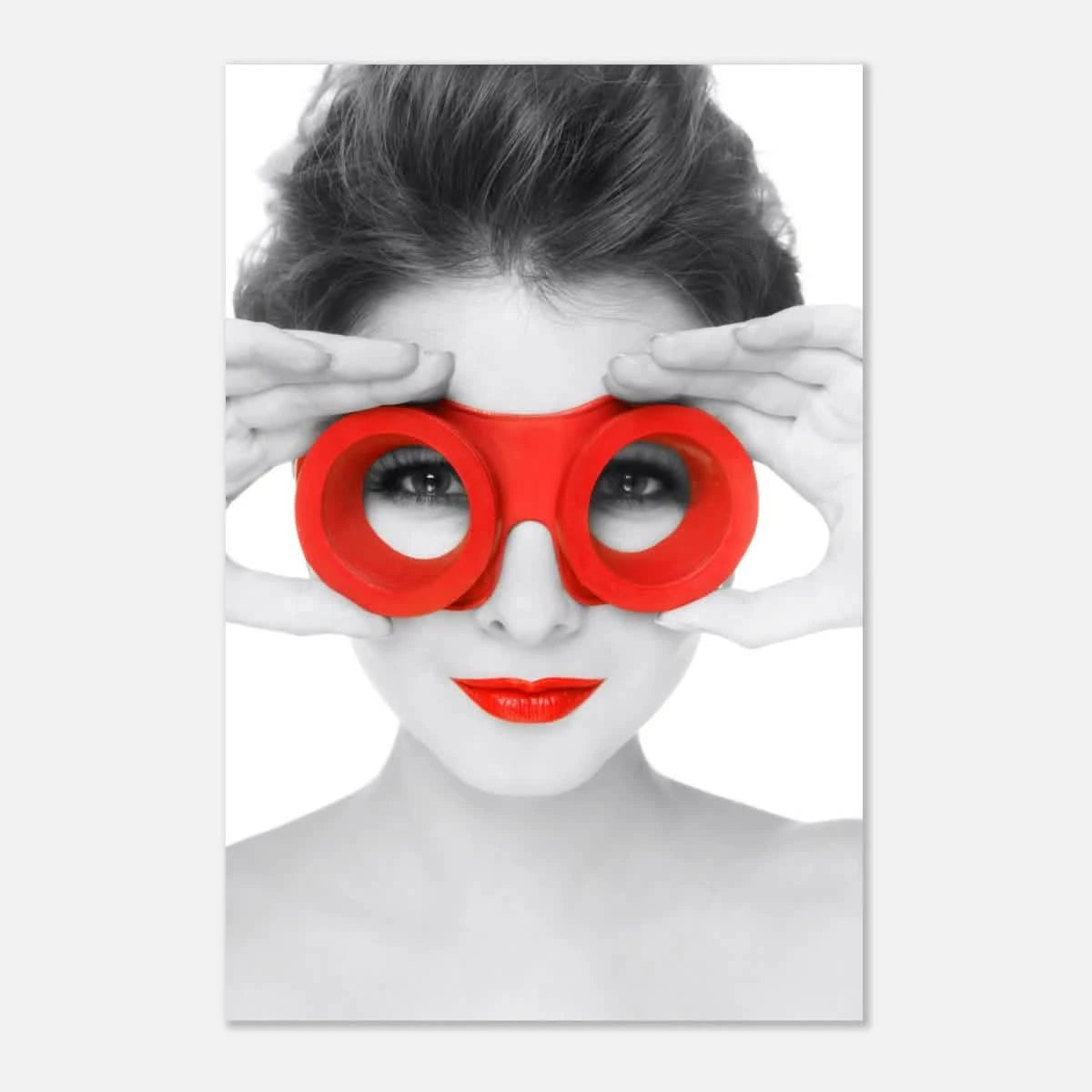 Through Crimson Eyes"– Monochrome Glamour Pop | Wall Art Print - Aluminum Print - 40x60 cm / 16x24″ -