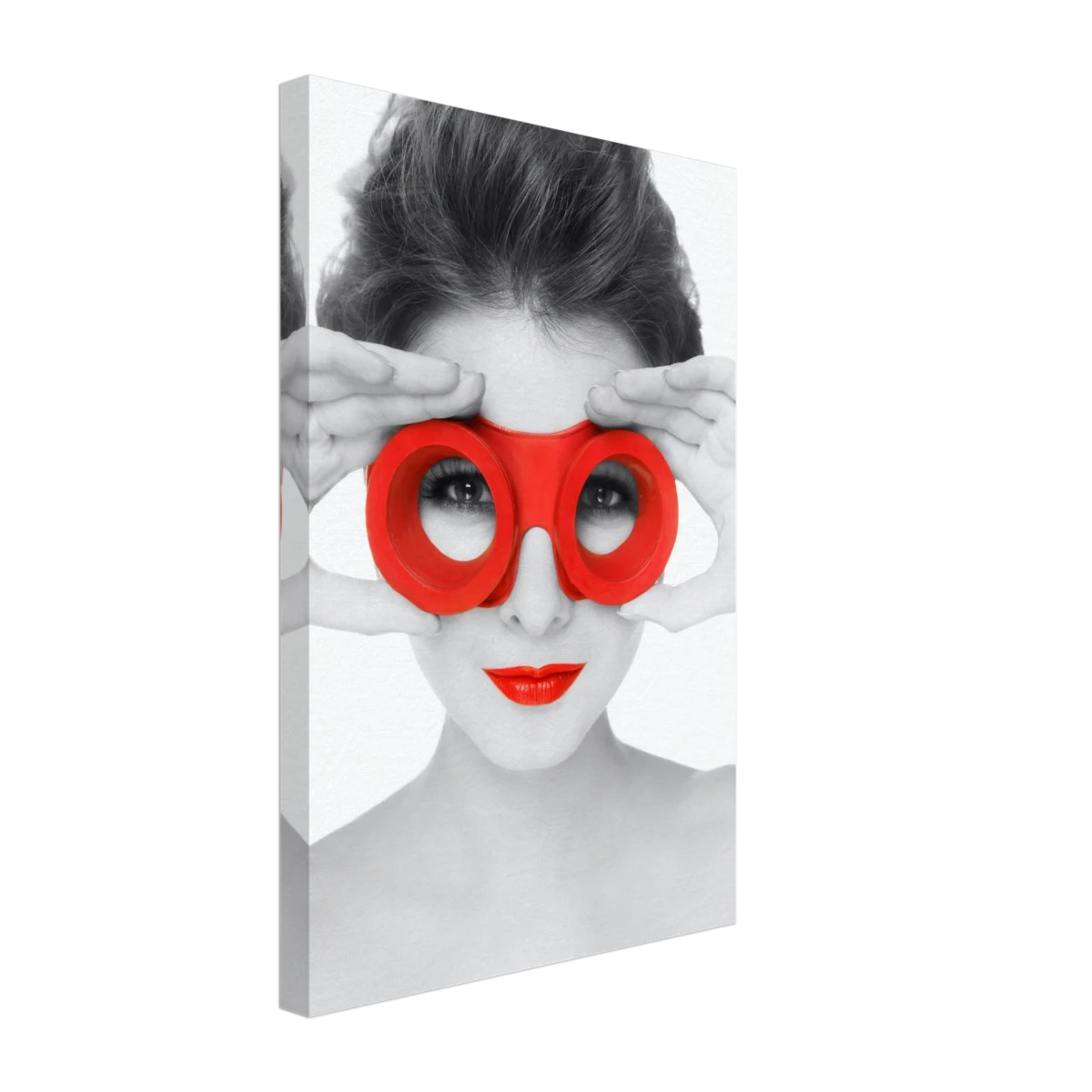 Through Crimson Eyes"– Monochrome Glamour Pop | Wall Art Print - Canvas - 30x45 cm / 12x18″ -