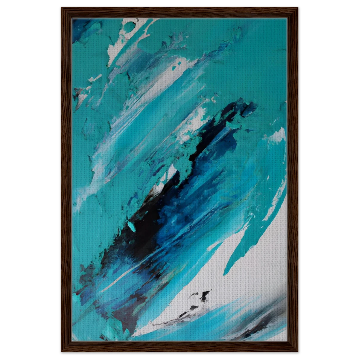 Tides of Serenity | Contemporary Abstract seascape Wall art print - Framed Canvas - 50x75 cm / 20x30″ - Dark wood frame