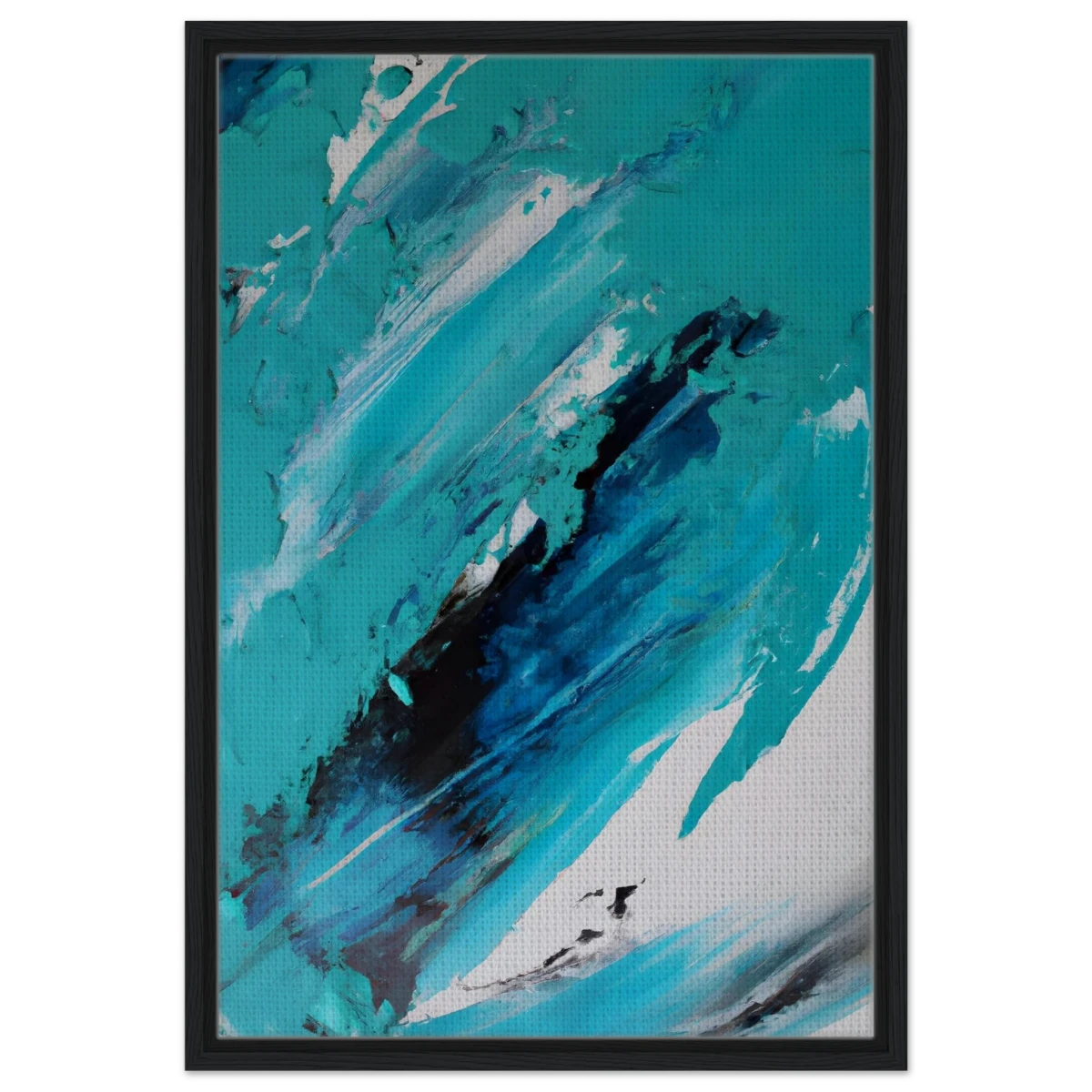 Tides of Serenity | Contemporary Abstract seascape Wall art print - Framed Canvas - 50x75 cm / 20x30″ - Black frame