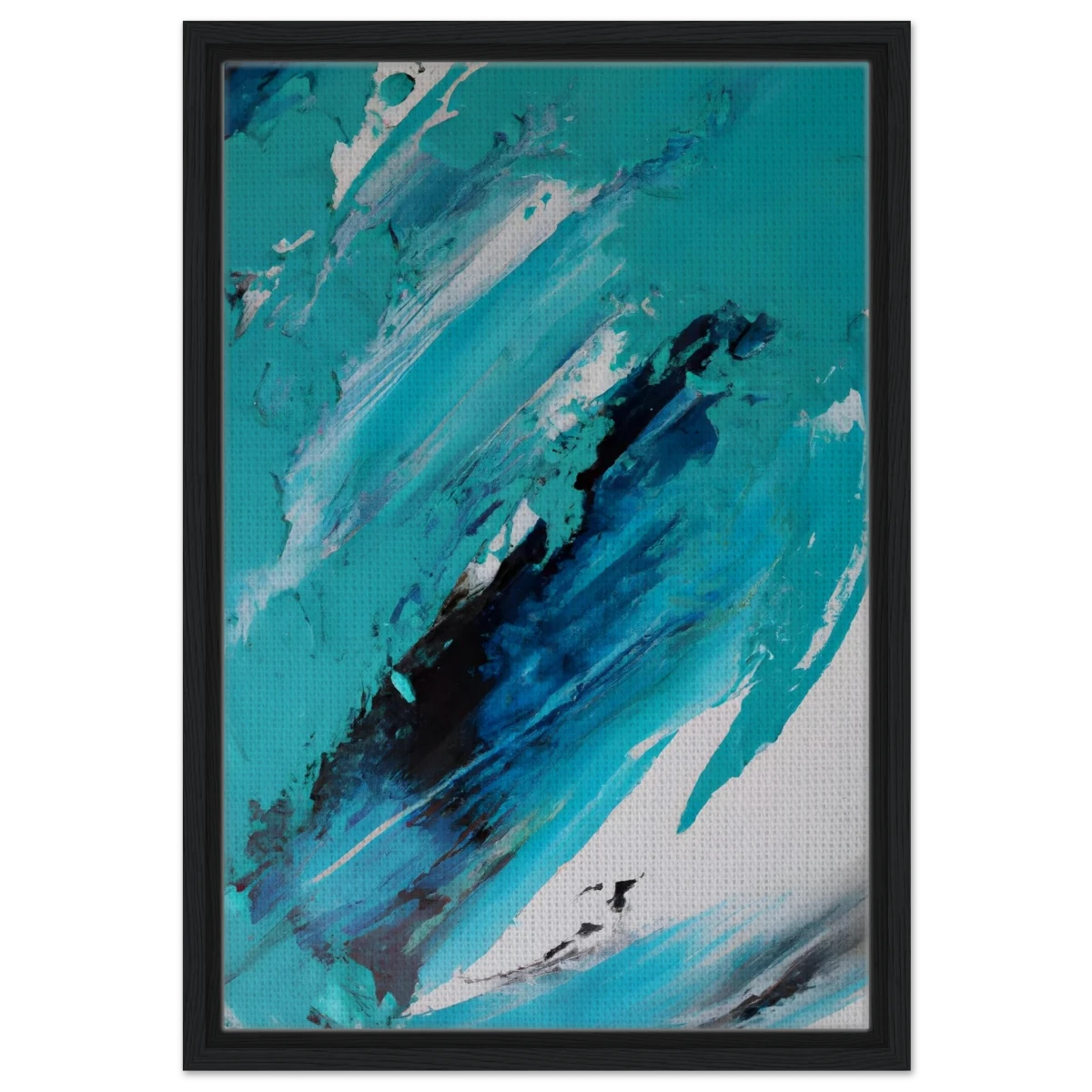 Tides of Serenity | Contemporary Abstract seascape Wall art print - Framed Canvas - 40x60 cm / 16x24″ - Black frame