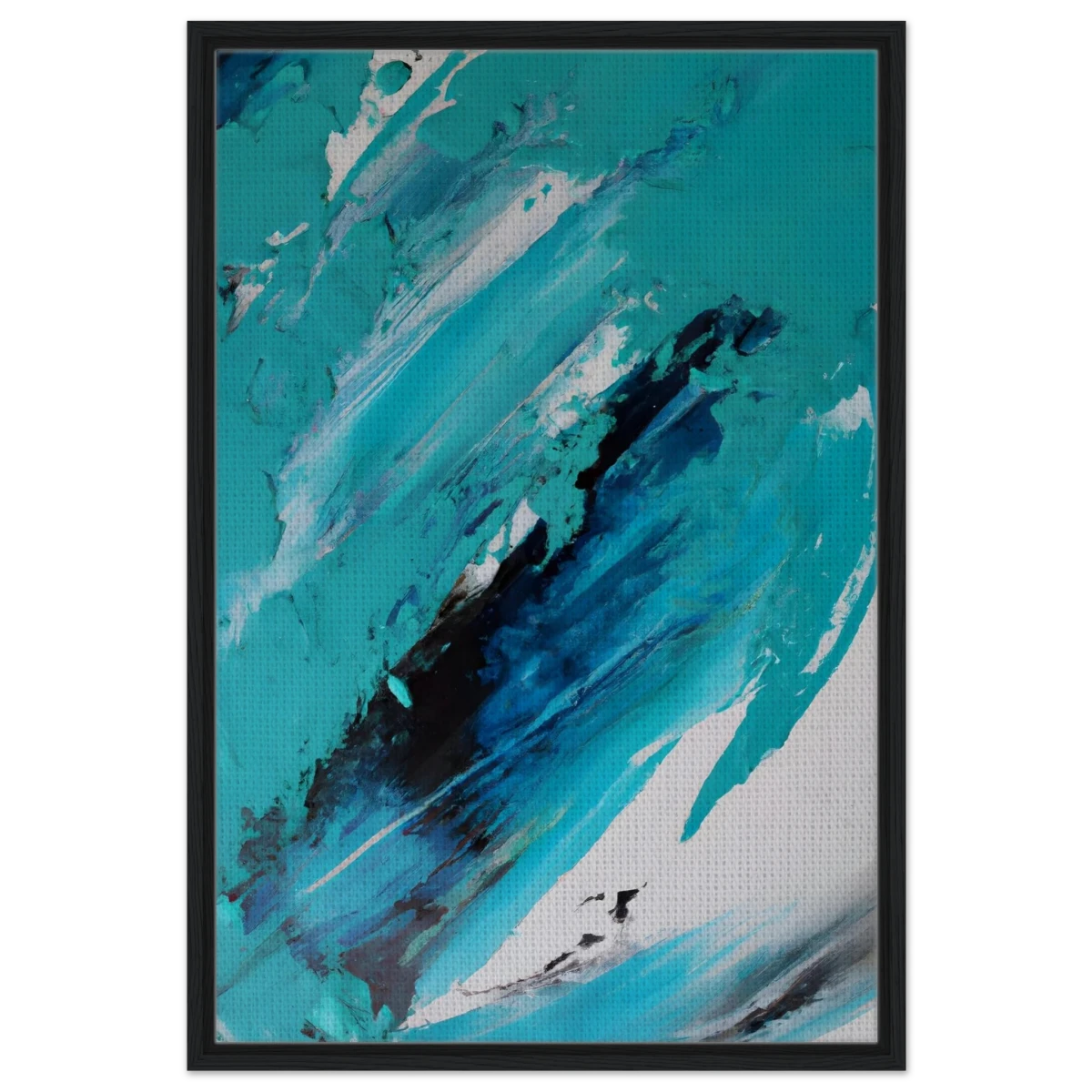 Tides of Serenity | Contemporary Abstract seascape Wall art print - Framed Canvas - 60x90 cm / 24x36″ - Black frame