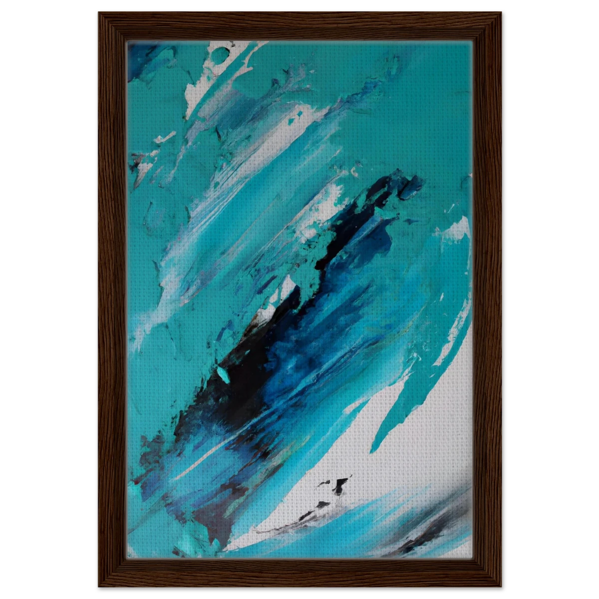 Tides of Serenity | Contemporary Abstract seascape Wall art print - Framed Canvas - 30x45 cm / 12x18″ - Dark wood frame