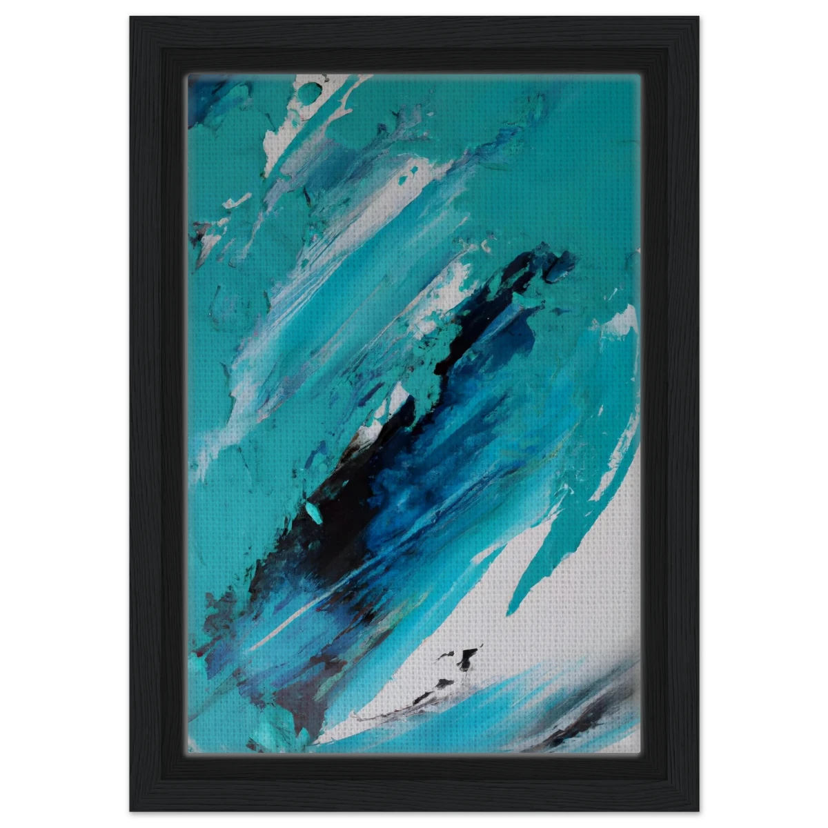 Tides of Serenity | Contemporary Abstract seascape Wall art print - Framed Canvas - 20x30 cm / 8x12″ - Black frame