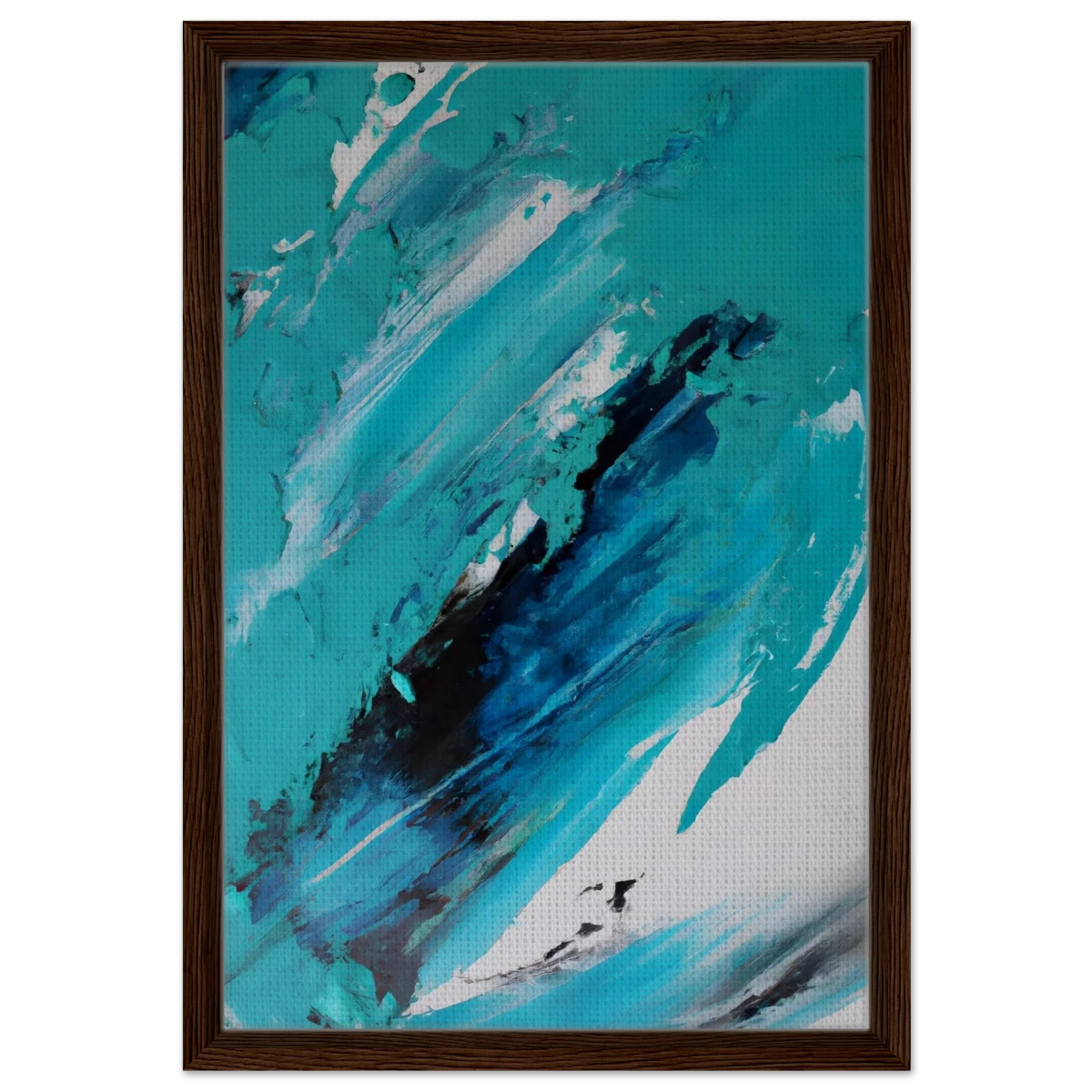 Tides of Serenity | Contemporary Abstract seascape Wall art print - Framed Canvas - 40x60 cm / 16x24″ - Dark wood frame