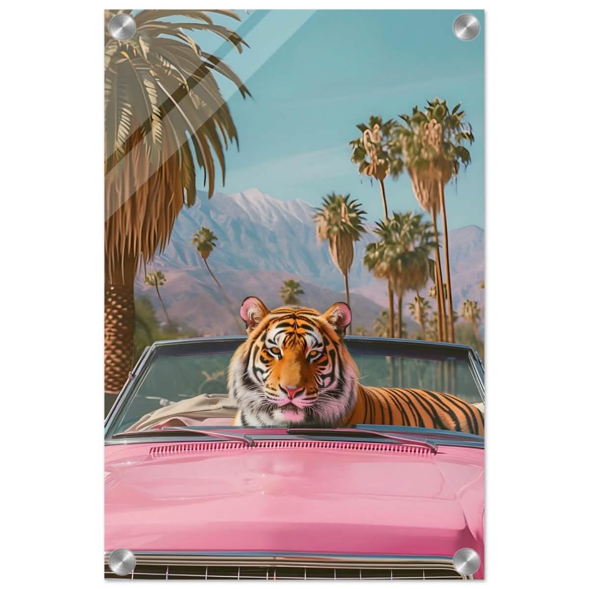 Tiger’s Ride: A Tropical Adventure | Pop Art Surrealism - Acrylic Print - 30x45 cm / 12x18″ -