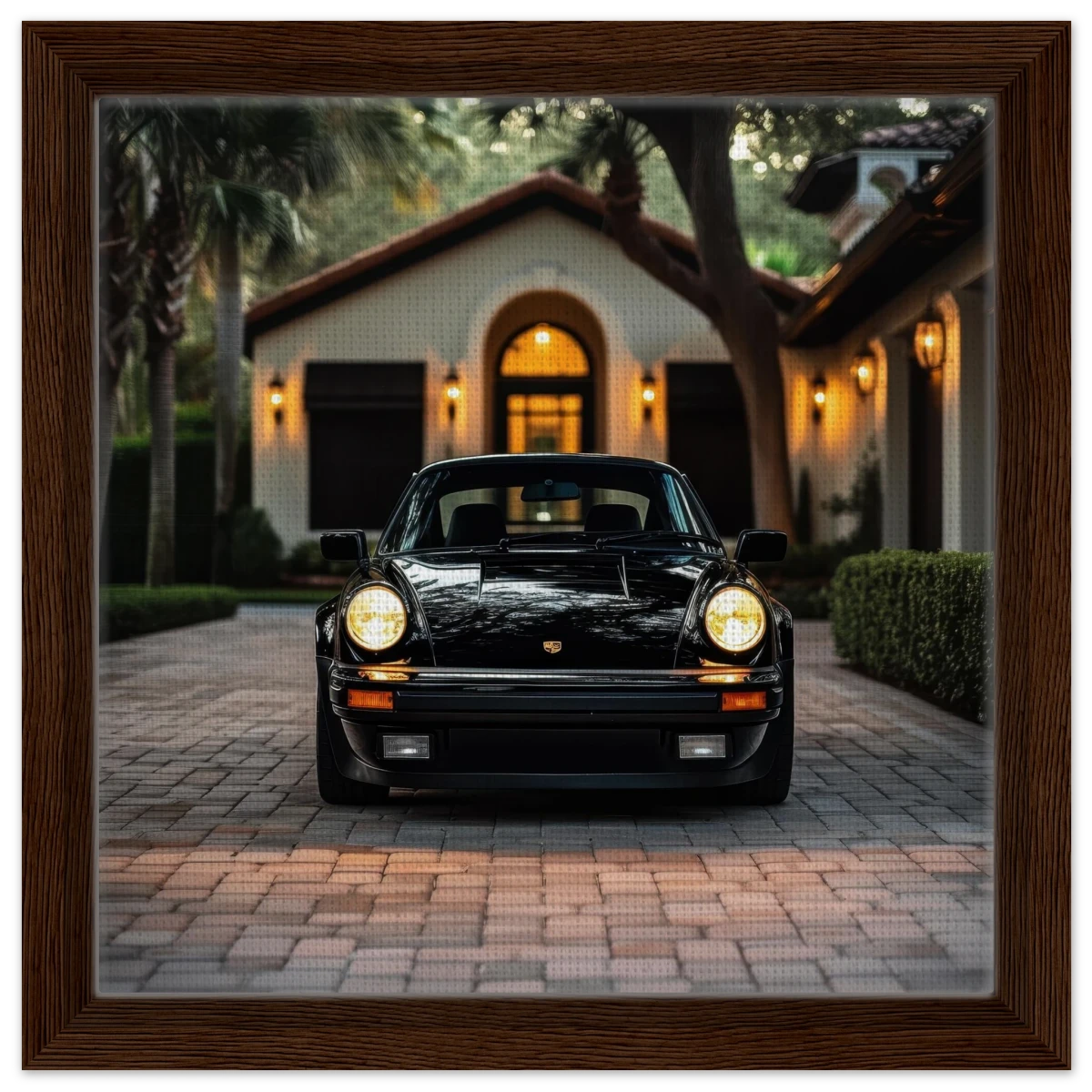 Timeless Elegance – The Classic Porsche Wall Art Print - Framed Canvas - 30x30 cm / 12x12″ - Dark wood frame