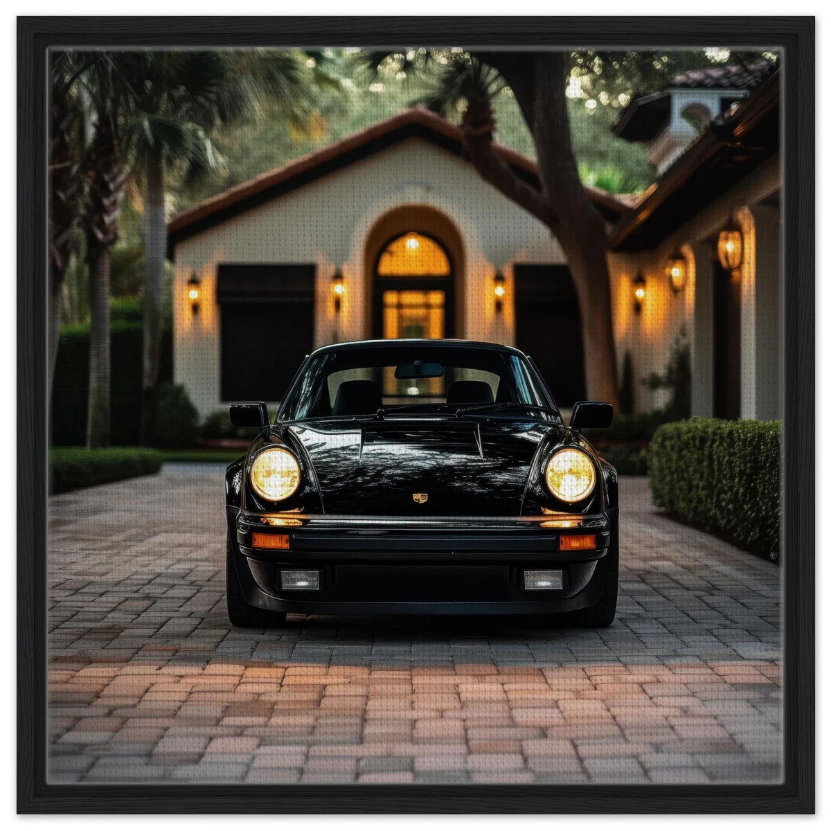 Timeless Elegance – The Classic Porsche Wall Art Print - Framed Canvas - 60x60 cm / 24x24″ - Black frame