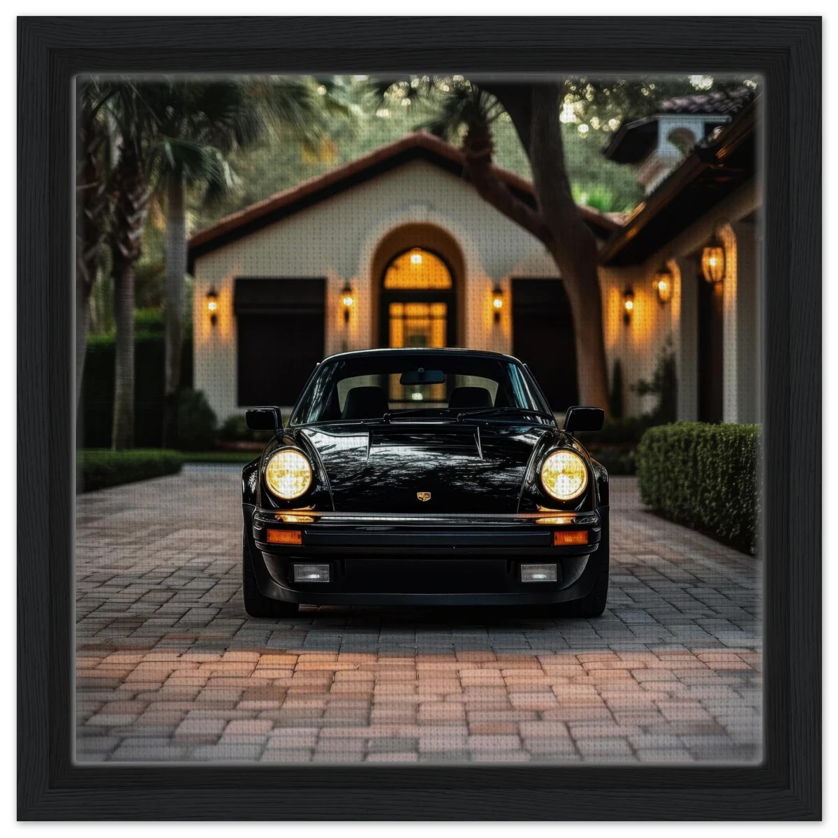 Timeless Elegance – The Classic Porsche Wall Art Print - Framed Canvas - 30x30 cm / 12x12″ - Black frame