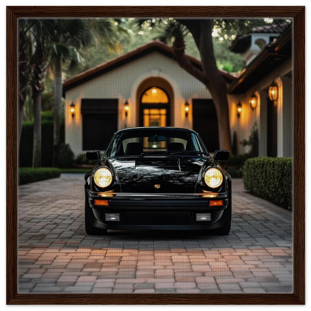 Timeless Elegance – The Classic Porsche Wall Art Print - Framed Canvas - 60x60 cm / 24x24″ - Dark wood frame