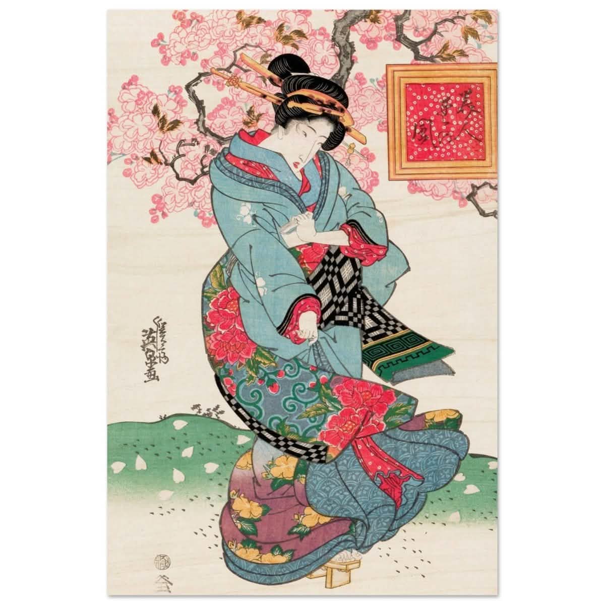 Timeless Kimono Beauty | Geisha - Inspired Fine Art | Japanese Heritage wall art print - Wood Prints - 60x90 cm / 24x36″ -
