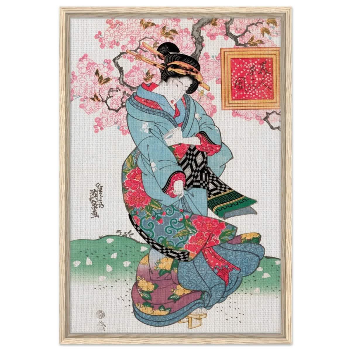 Timeless Kimono Beauty | Geisha - Inspired Fine Art | Japanese Heritage wall art print - Framed Canvas - 50x75 cm / 20x30″ - Wood frame