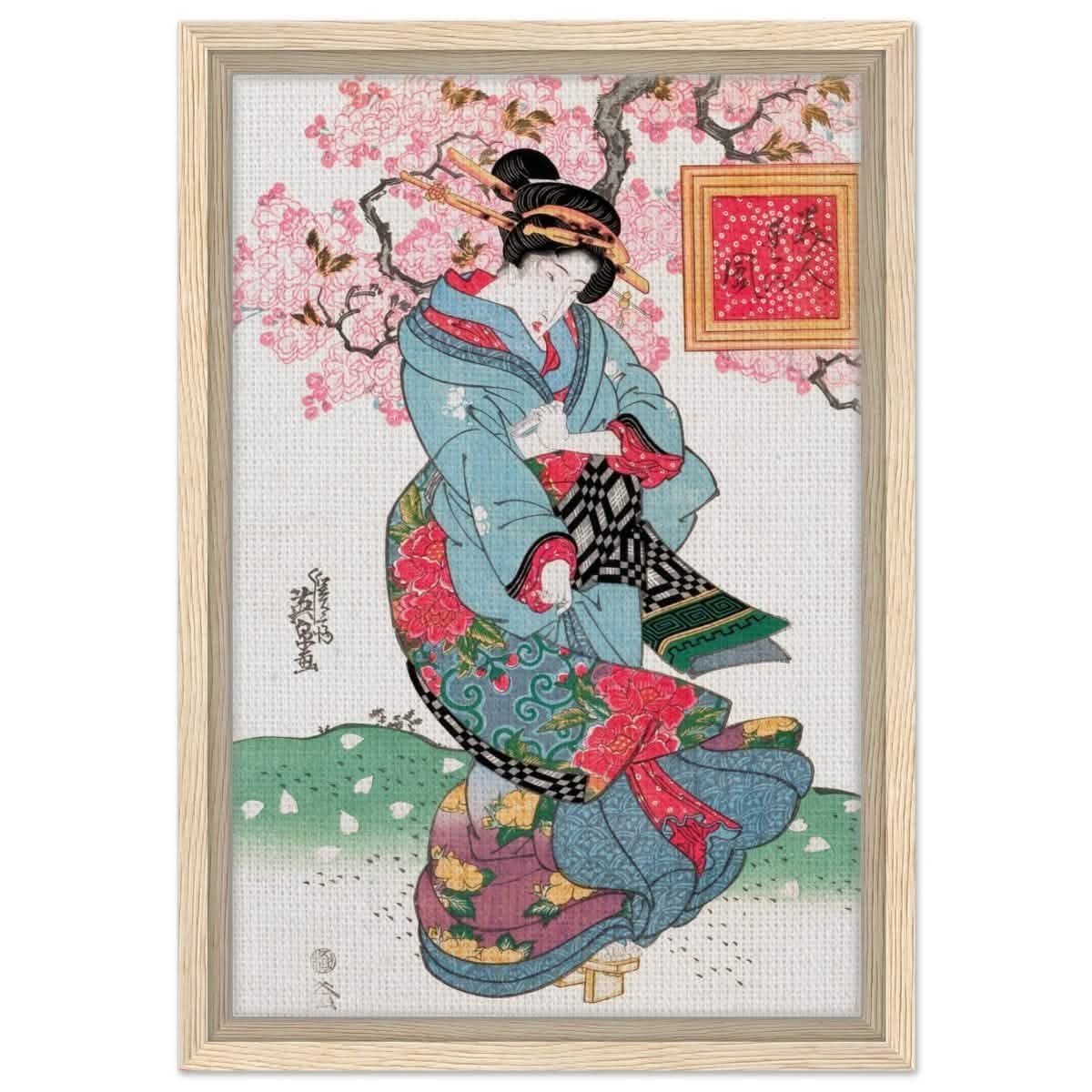 Timeless Kimono Beauty | Geisha - Inspired Fine Art | Japanese Heritage wall art print - Framed Canvas - 30x45 cm / 12x18″ - Wood frame