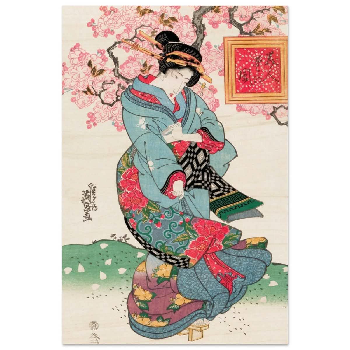 Timeless Kimono Beauty | Geisha - Inspired Fine Art | Japanese Heritage wall art print - Wood Prints - 40x60 cm / 16x24″ -