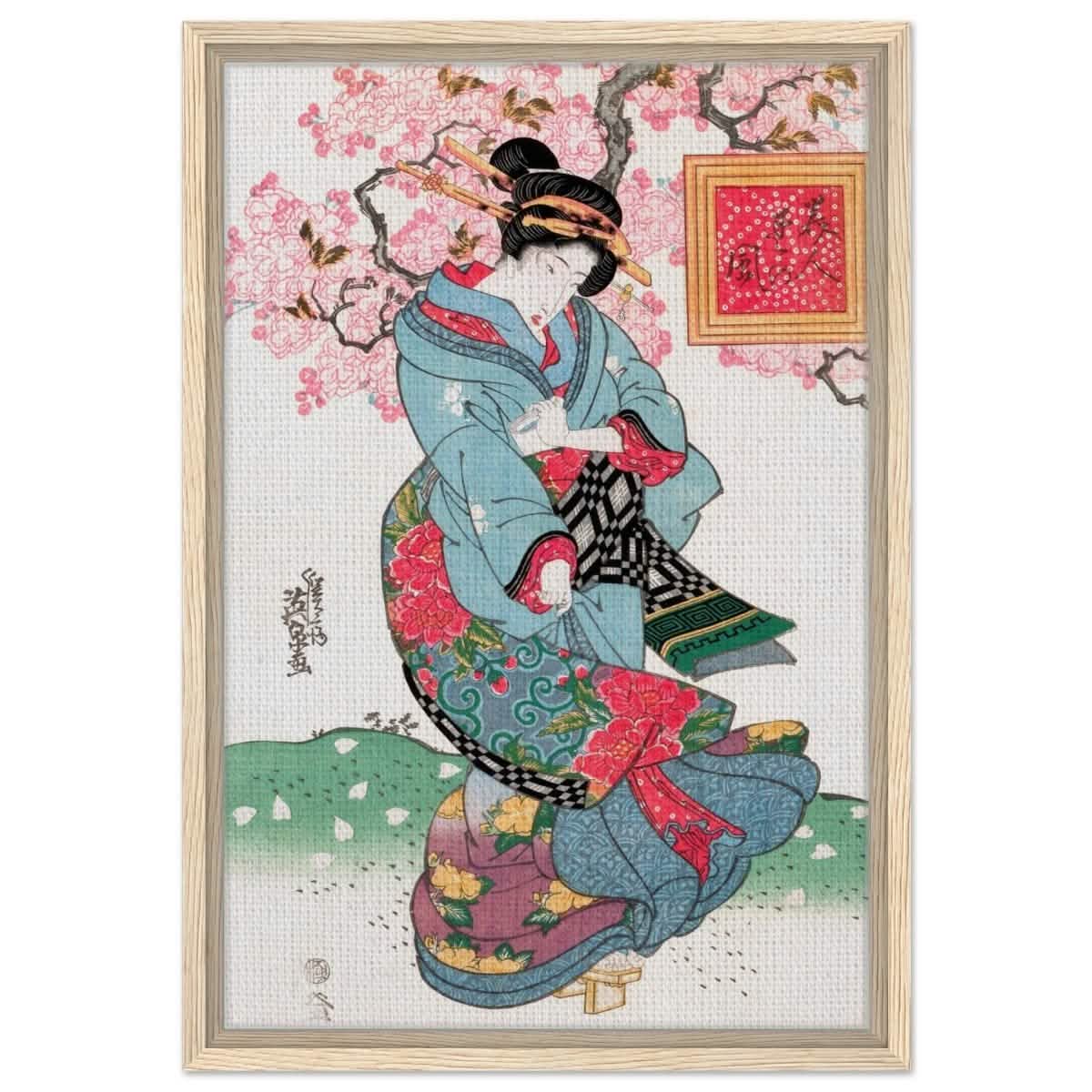 Timeless Kimono Beauty | Geisha - Inspired Fine Art | Japanese Heritage wall art print - Framed Canvas - 40x60 cm / 16x24″ - Wood frame