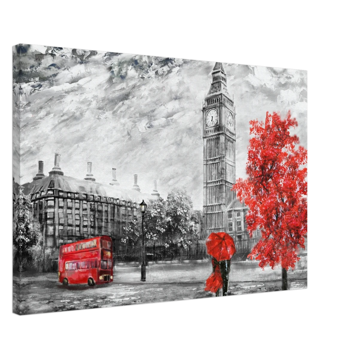 Timeless London | Red Accents in a Monochrome World | Wall Art Print - Canvas - 30x45 cm / 12x18″ -