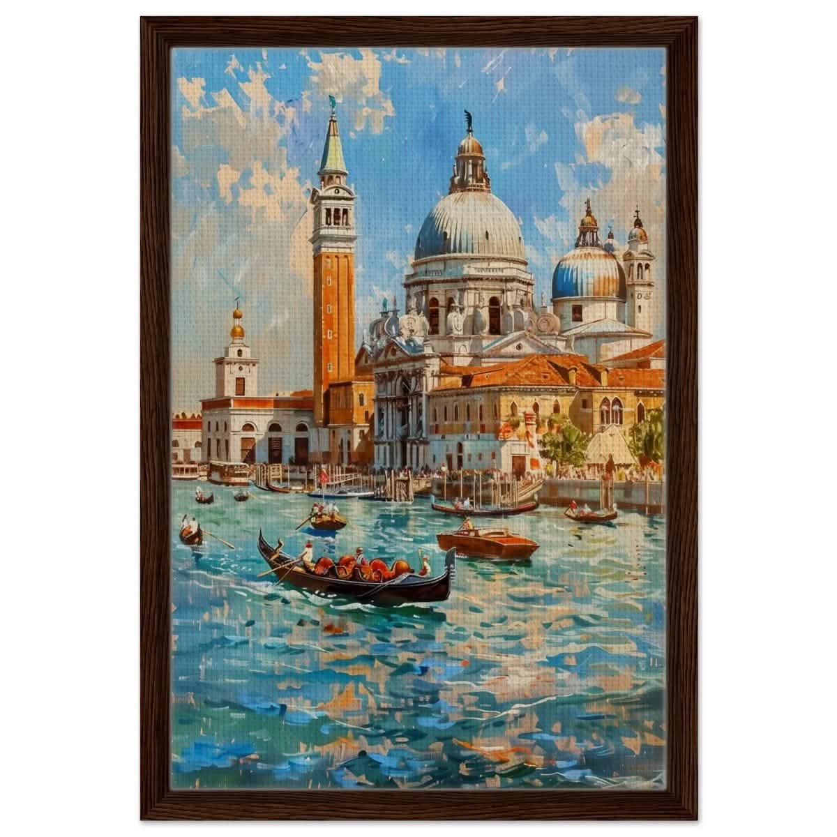 Timeless Venice: Dance of Light and Water - Framed Canvas - 40x60 cm / 16x24″ - Dark wood frame