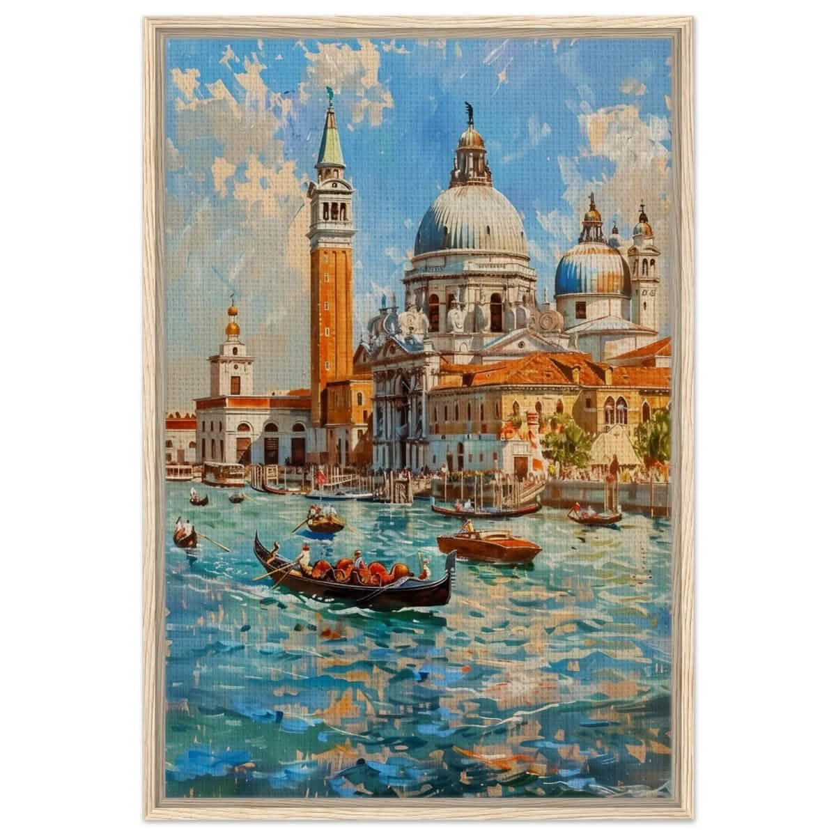 Timeless Venice: Dance of Light and Water - Framed Canvas - 60x90 cm / 24x36″ - Wood frame