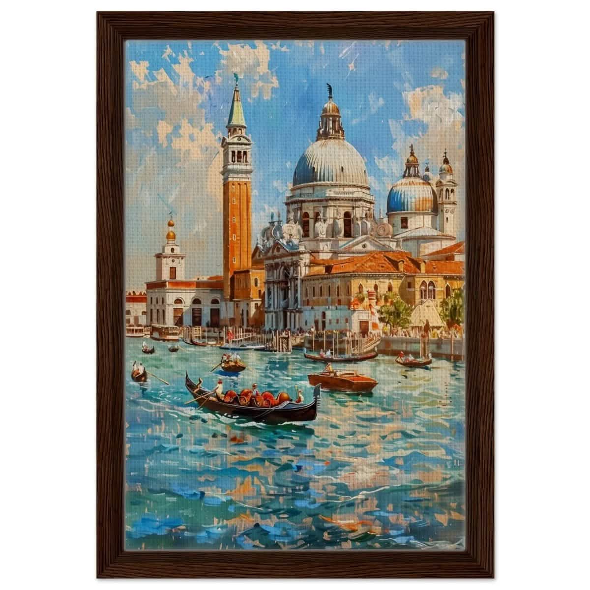 Timeless Venice: Dance of Light and Water - Framed Canvas - 30x45 cm / 12x18″ - Dark wood frame