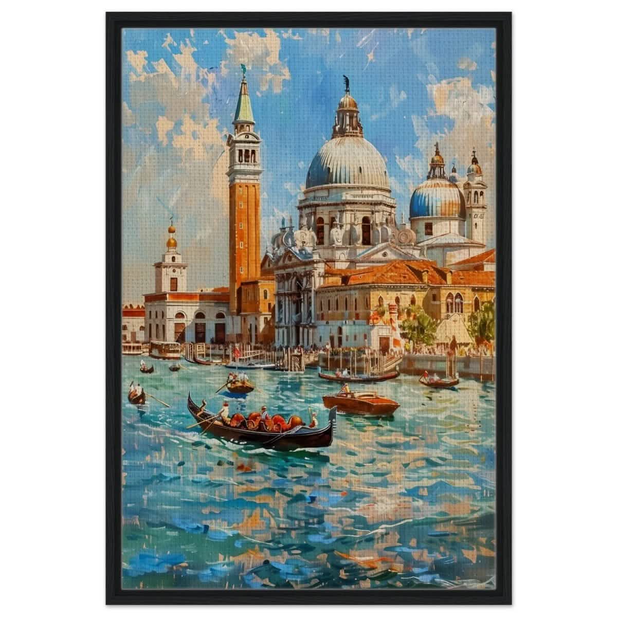 Timeless Venice: Dance of Light and Water - Framed Canvas - 60x90 cm / 24x36″ - Black frame