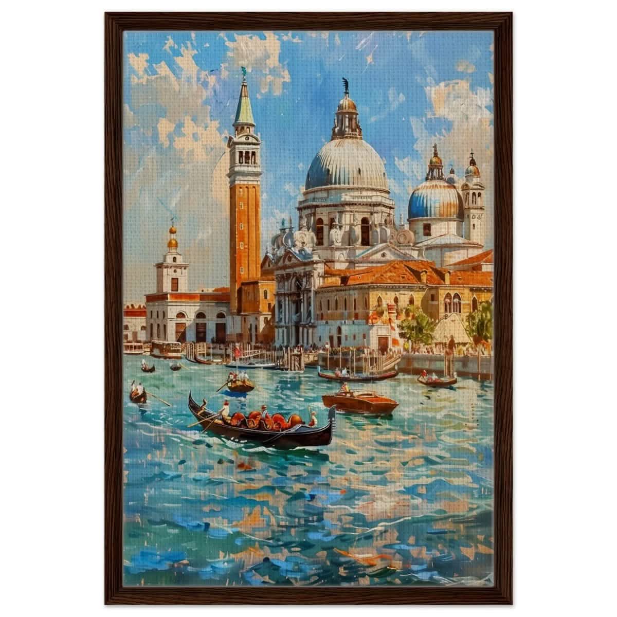 Timeless Venice: Dance of Light and Water - Framed Canvas - 50x75 cm / 20x30″ - Dark wood frame