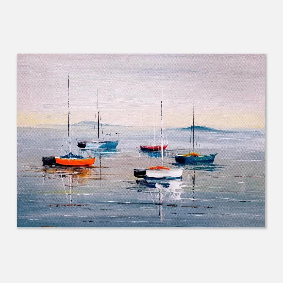 Tranquil Harbour – Sailing Boats at Rest Nautical Wall Art Print - Aluminum Print - 70x100 cm / 28x40″ -