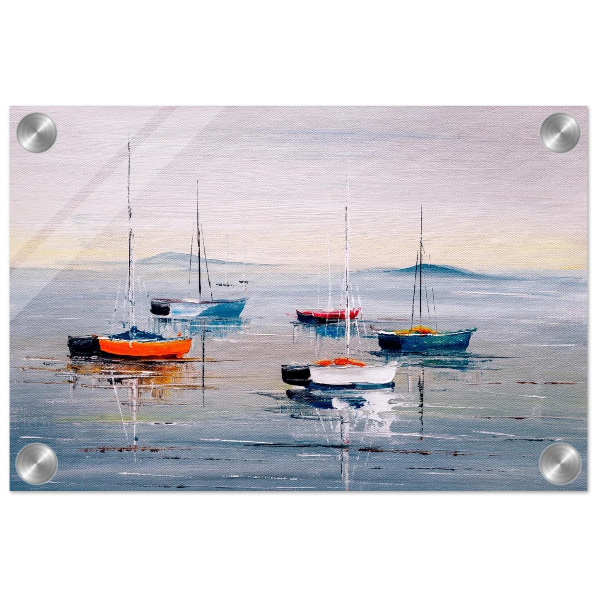 Tranquil Harbour – Sailing Boats at Rest Nautical Wall Art Print - Acrylic Print - 20x30 cm / 8x12″ -