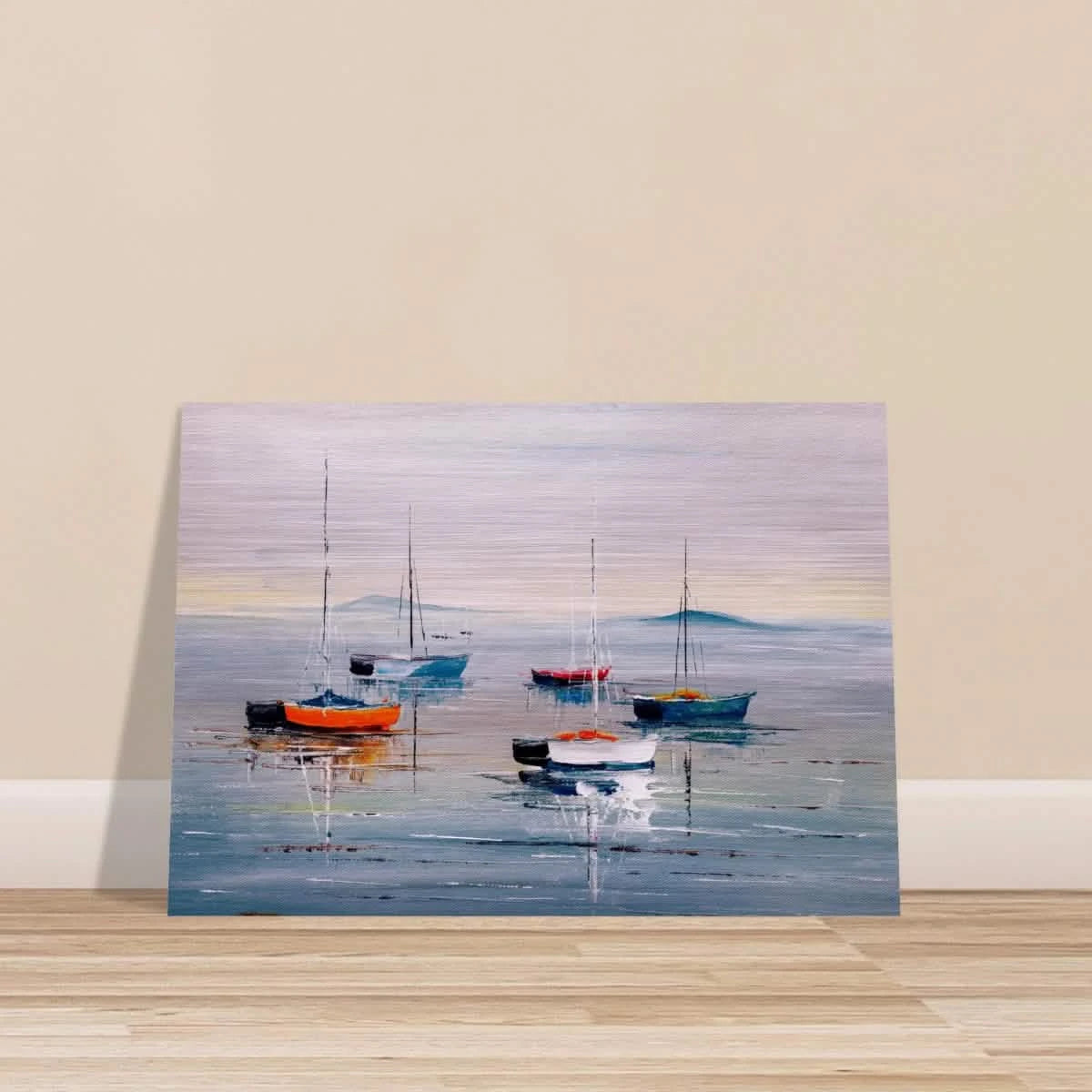 Tranquil Harbour – Sailing Boats at Rest Nautical Wall Art Print - Brushed Aluminum Print - 70x100 cm / 28x40″ -
