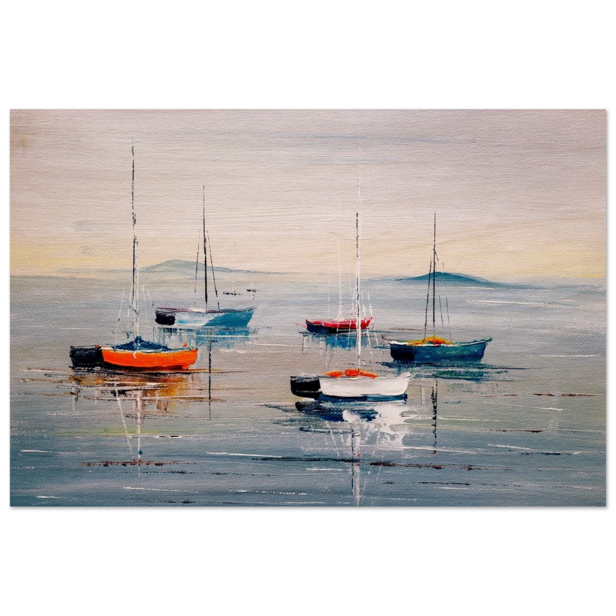 Tranquil Harbour – Sailing Boats at Rest Nautical Wall Art Print - Wood Prints - 60x90 cm / 24x36″ -