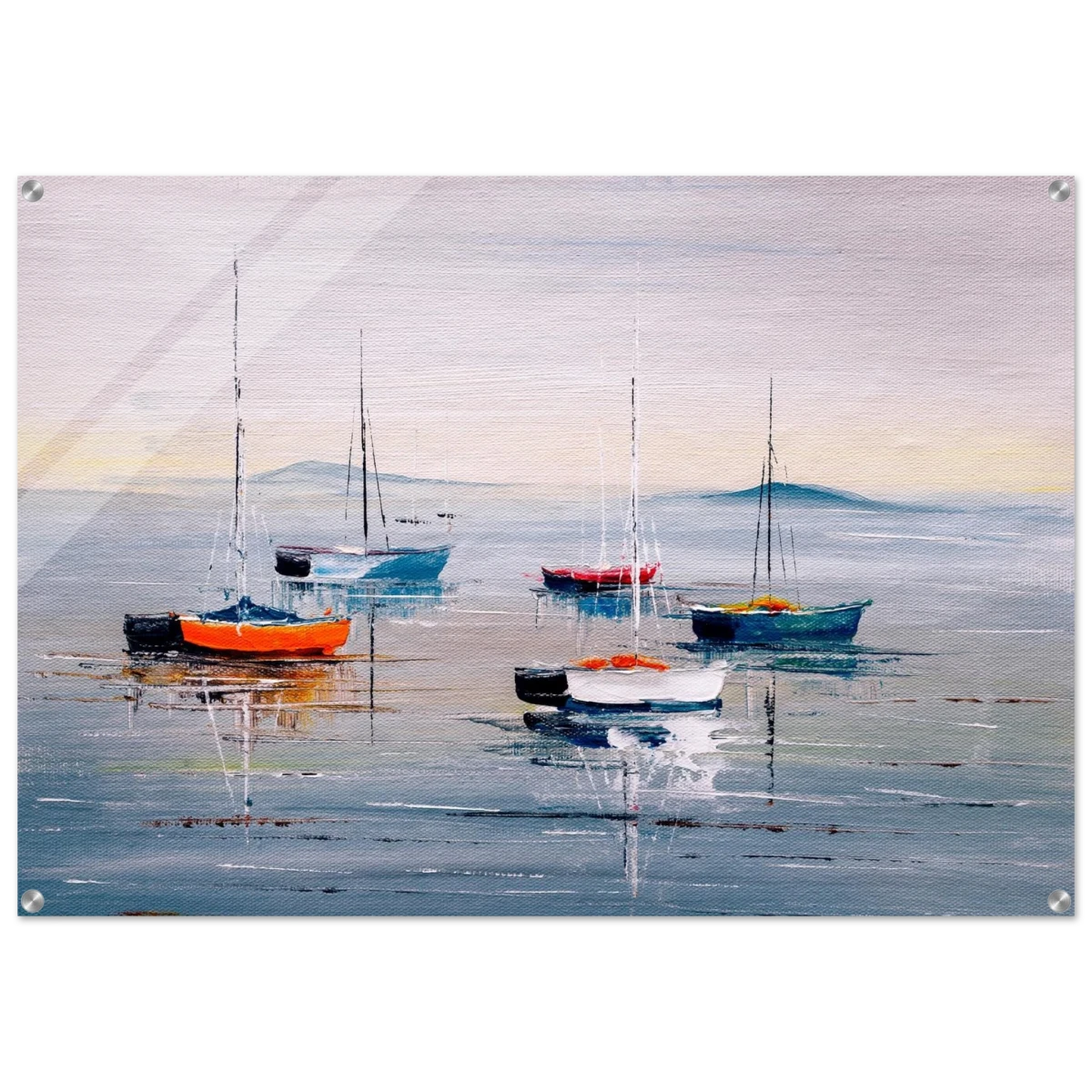 Tranquil Harbour – Sailing Boats at Rest Nautical Wall Art Print - Acrylic Print - 70x100 cm / 28x40″ -