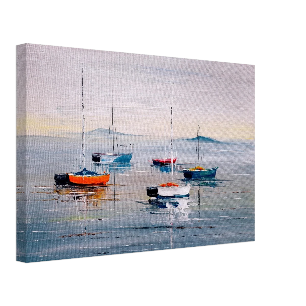 Tranquil Harbour – Sailing Boats at Rest Nautical Wall Art Print - Canvas - 30x45 cm / 12x18″ -