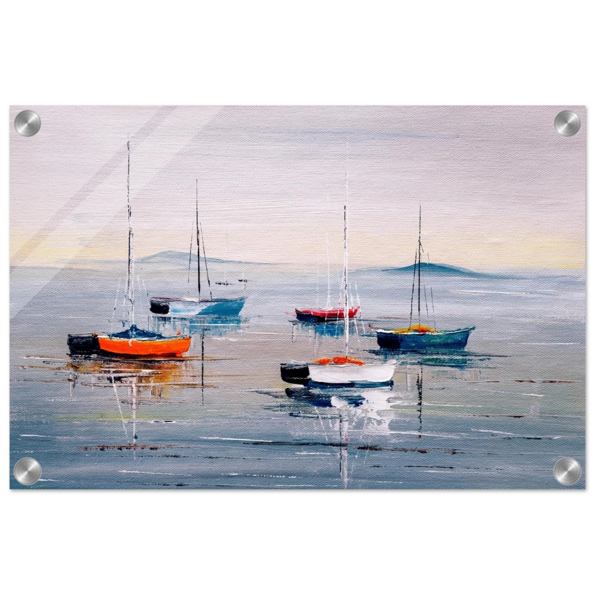 Tranquil Harbour – Sailing Boats at Rest Nautical Wall Art Print - Acrylic Print - 30x45 cm / 12x18″ -