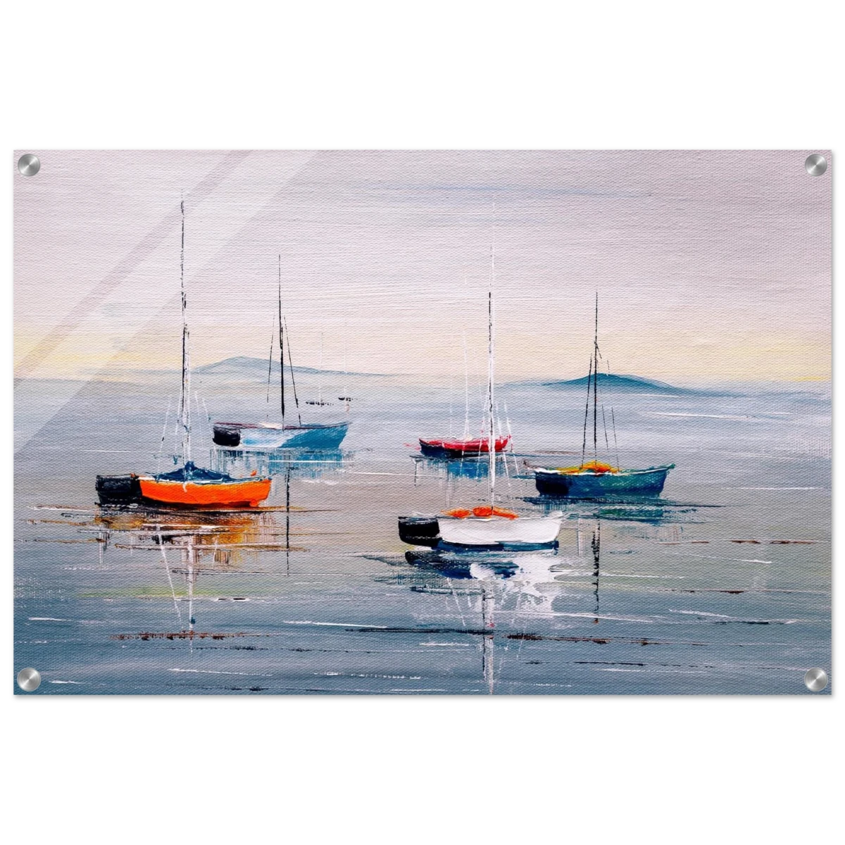 Tranquil Harbour – Sailing Boats at Rest Nautical Wall Art Print - Acrylic Print - 50x75 cm / 20x30″ -