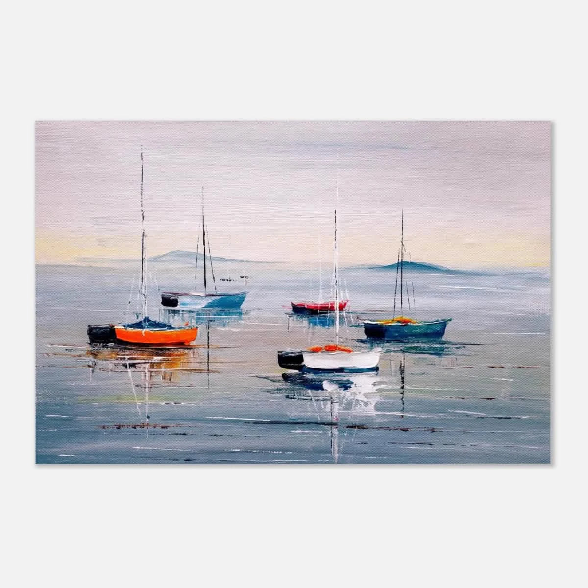 Tranquil Harbour – Sailing Boats at Rest Nautical Wall Art Print - Aluminum Print - 30x45 cm / 12x18″ -