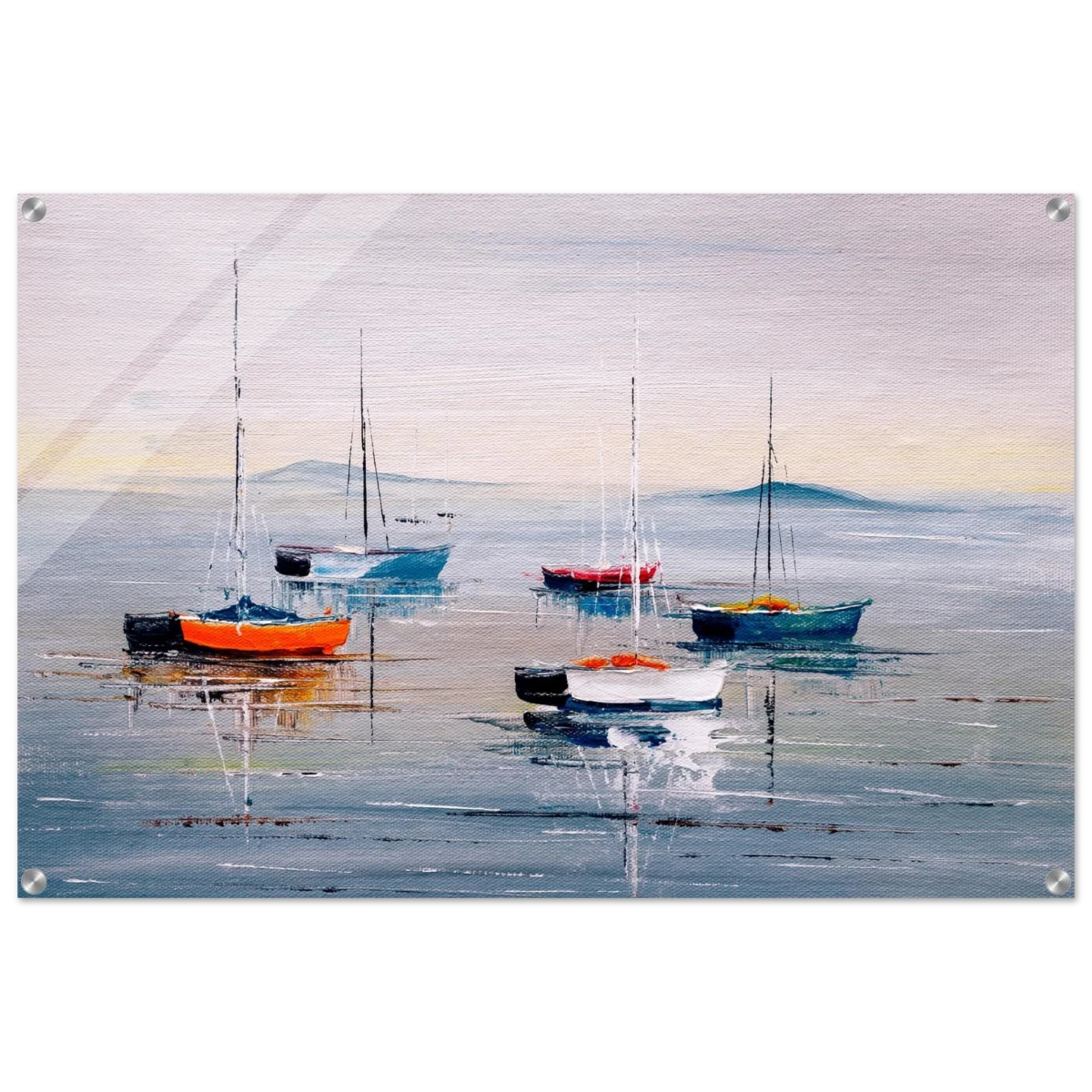 Tranquil Harbour – Sailing Boats at Rest Nautical Wall Art Print - Acrylic Print - 60x90 cm / 24x36″ -