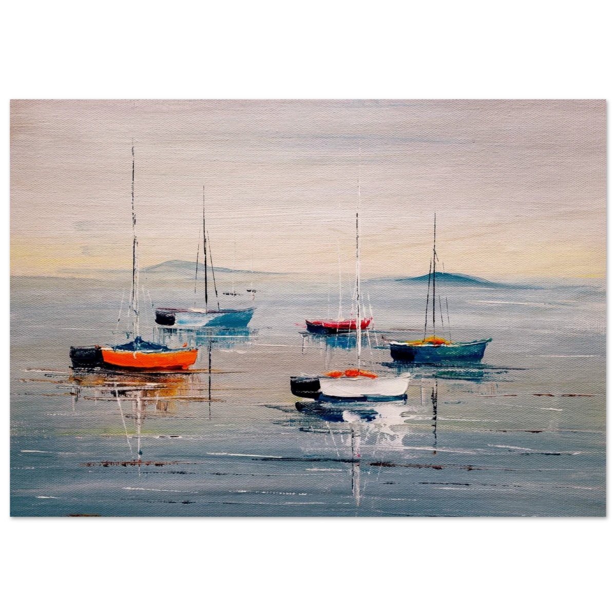 Tranquil Harbour – Sailing Boats at Rest Nautical Wall Art Print - Wood Prints - 70x100 cm / 28x40″ -