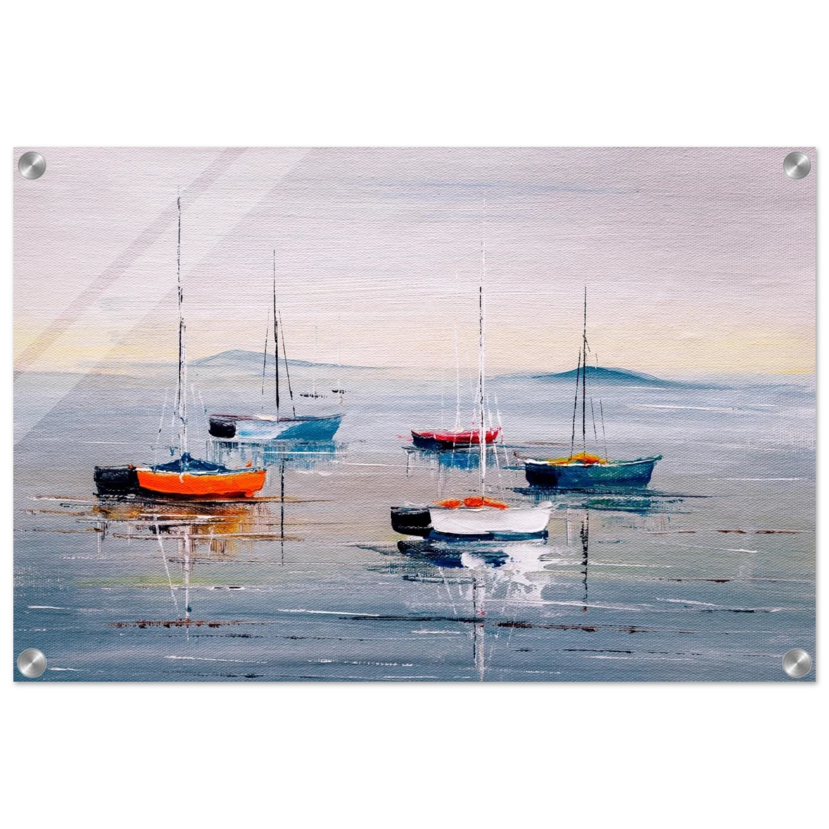 Tranquil Harbour – Sailing Boats at Rest Nautical Wall Art Print - Acrylic Print - 40x60 cm / 16x24″ -