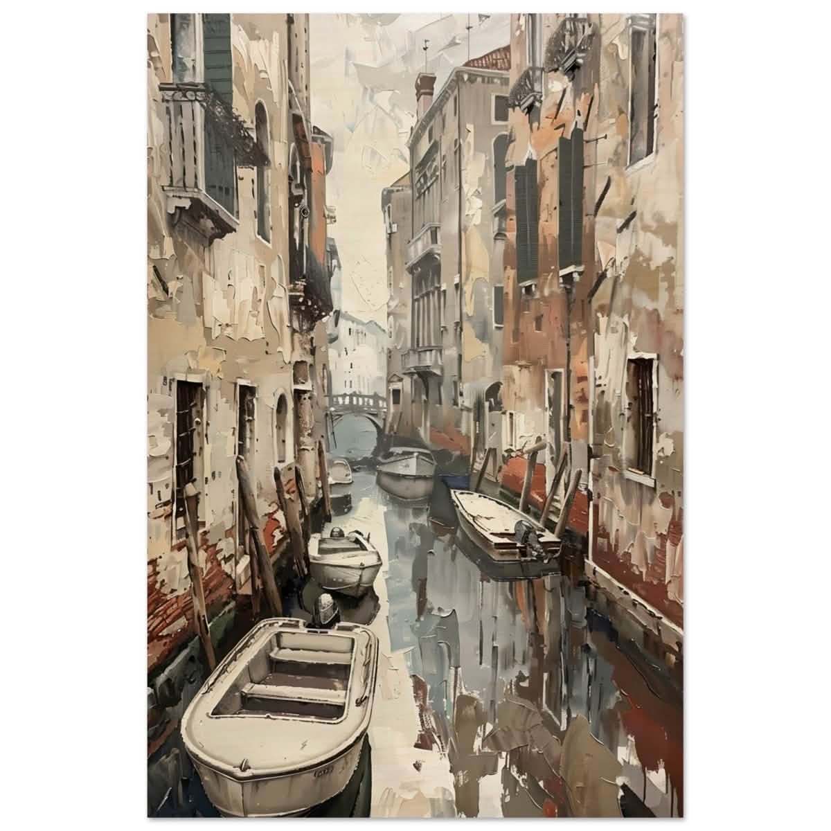Tranquil Venice: Reflections of a Hidden Canal | Modern wall art print - Wood Prints - 40x60 cm / 16x24″ -