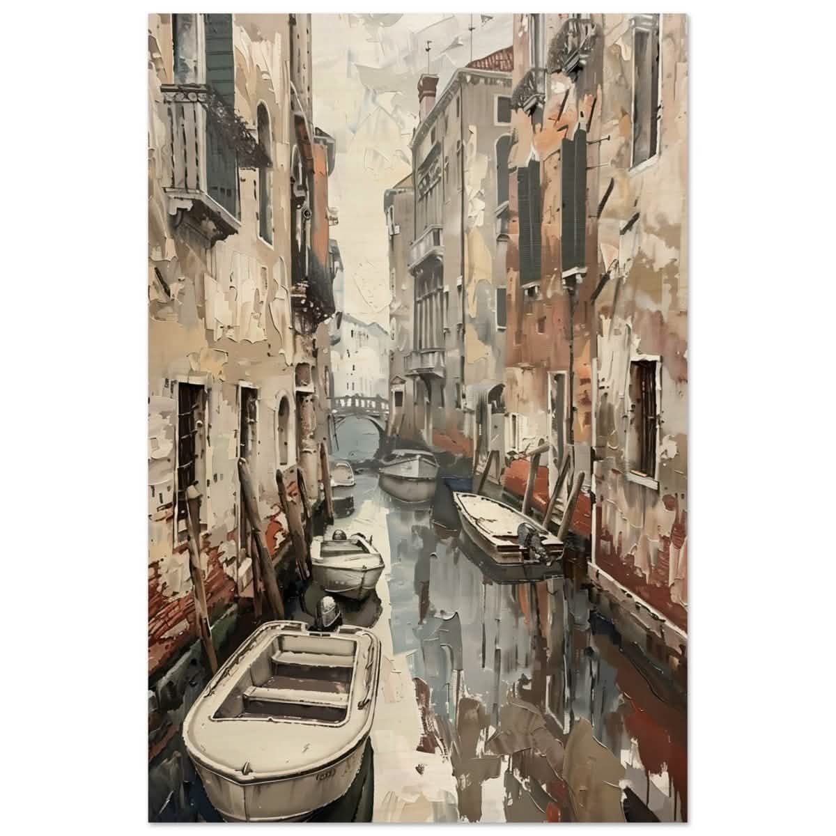 Tranquil Venice: Reflections of a Hidden Canal | Modern wall art print - Wood Prints - 50x75 cm / 20x30″ -