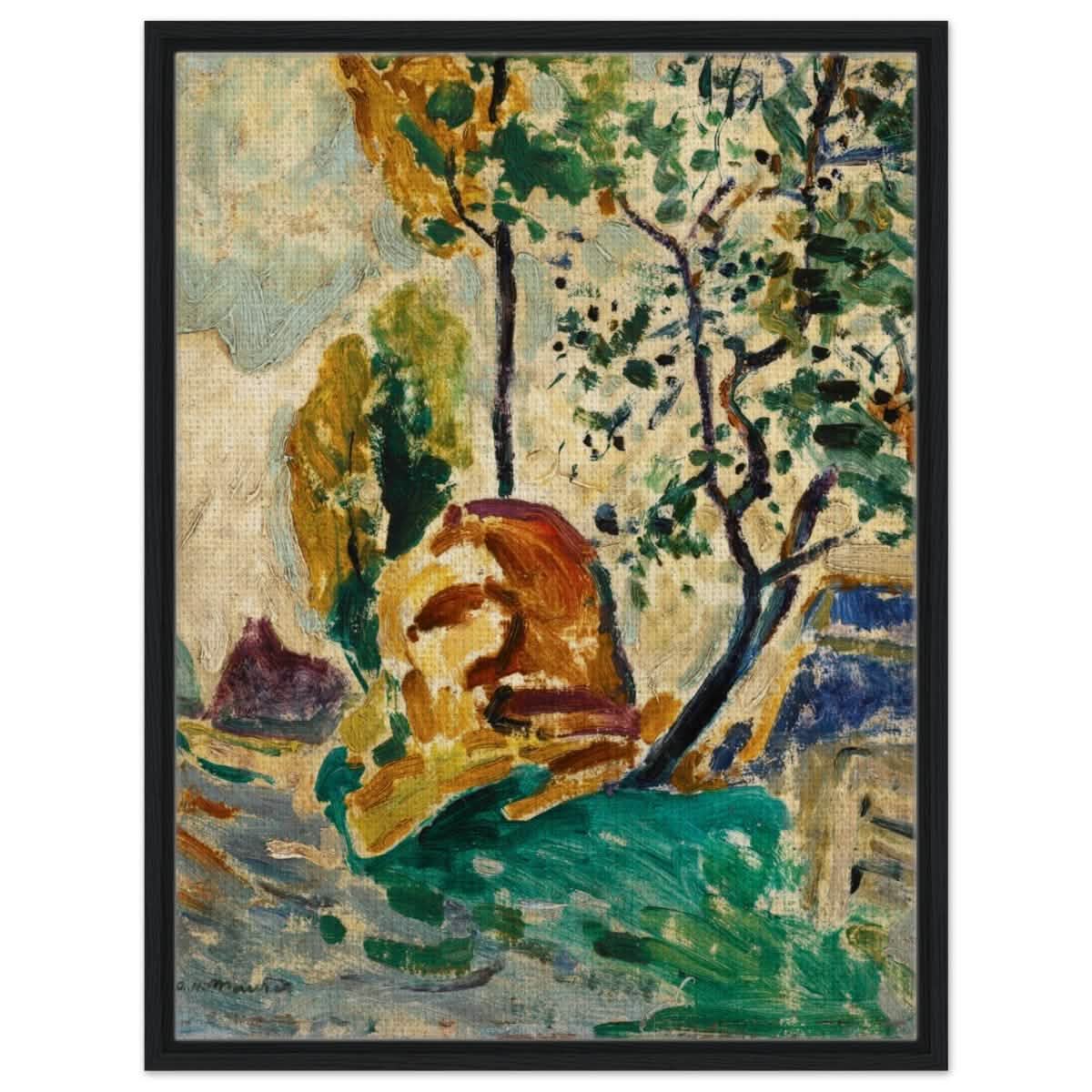 Tree and Rock by Alfred Henry Maurer | Wall Art Print - 60x80 cm / 24x32″ - Framed Canvas - Black frame