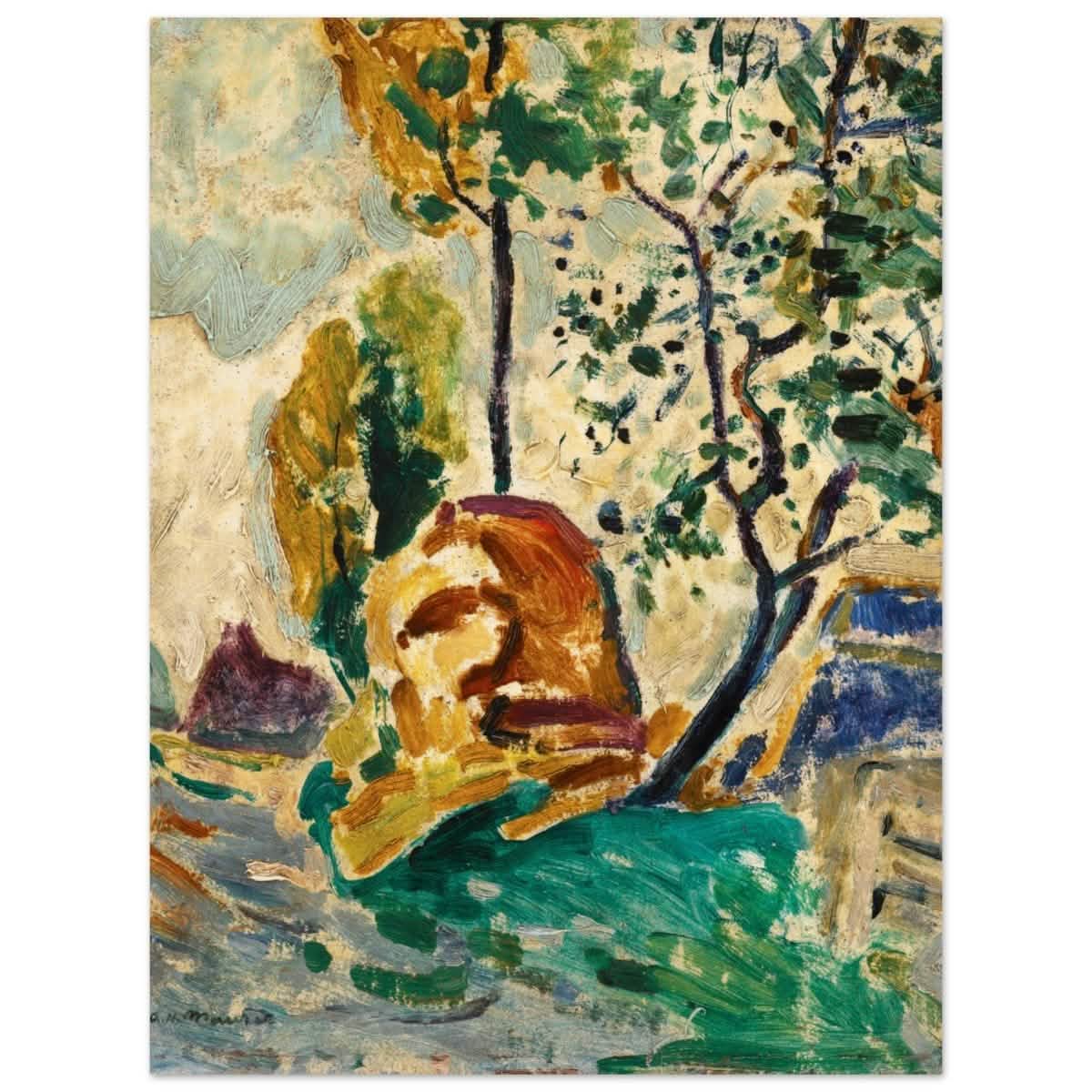 Tree and Rock by Alfred Henry Maurer | Wall Art Print - 30x40 cm / 12x16″ - Aluminum Print -