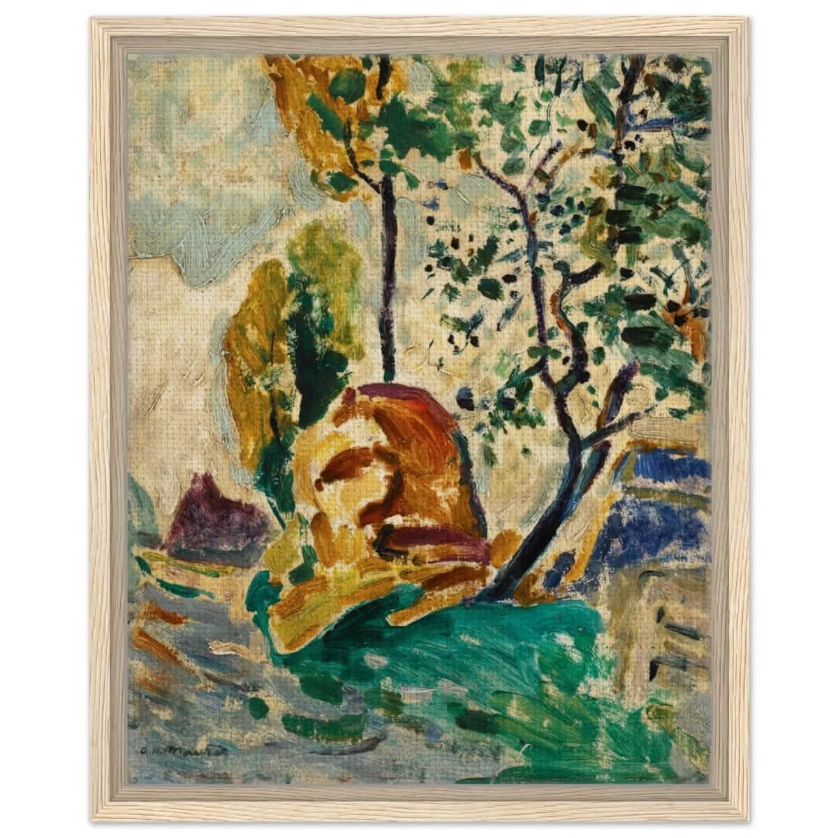 Tree and Rock by Alfred Henry Maurer | Wall Art Print - 40x50 cm / 16x20″ - Framed Canvas - Wood frame