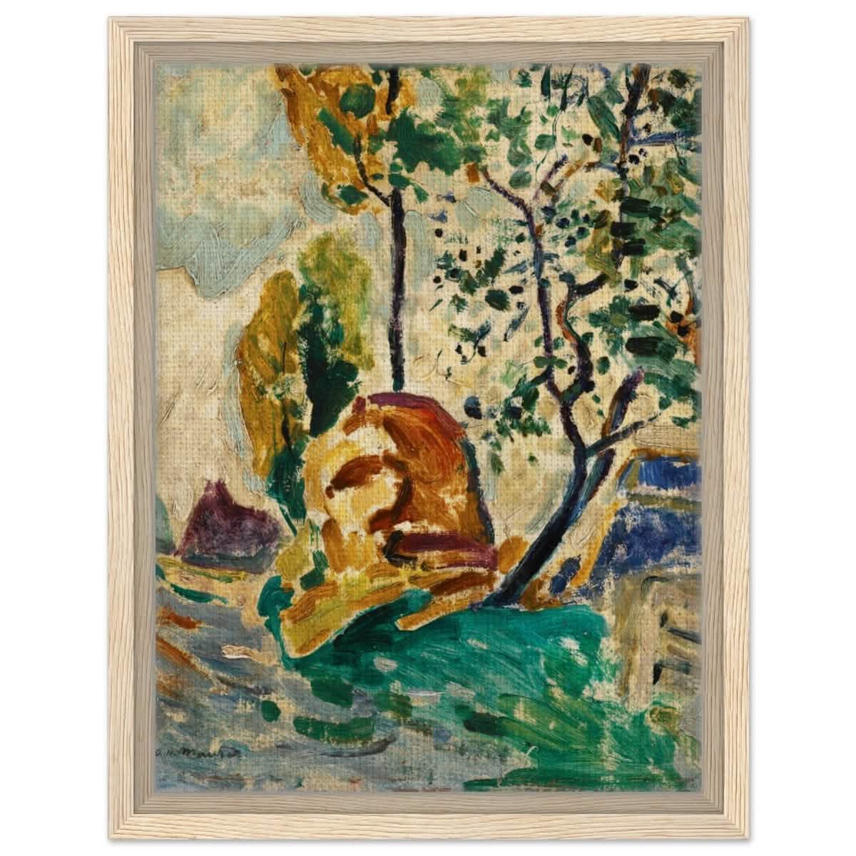 Tree and Rock by Alfred Henry Maurer | Wall Art Print - 30x40 cm / 12x16″ - Framed Canvas - Wood frame