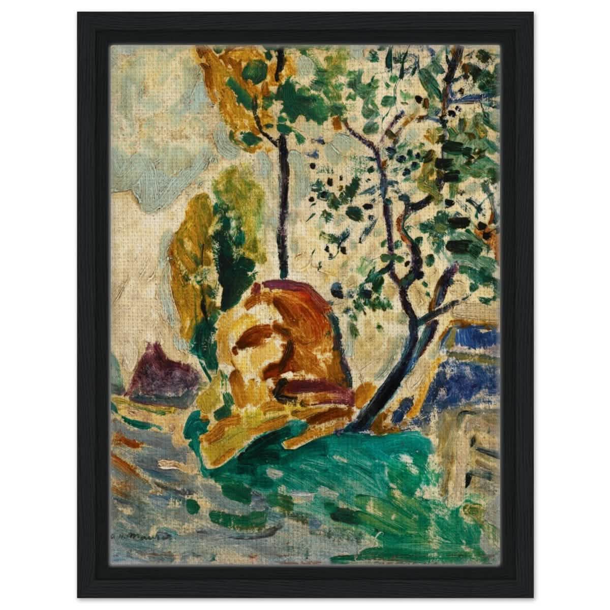 Tree and Rock by Alfred Henry Maurer | Wall Art Print - 30x40 cm / 12x16″ - Framed Canvas - Black frame