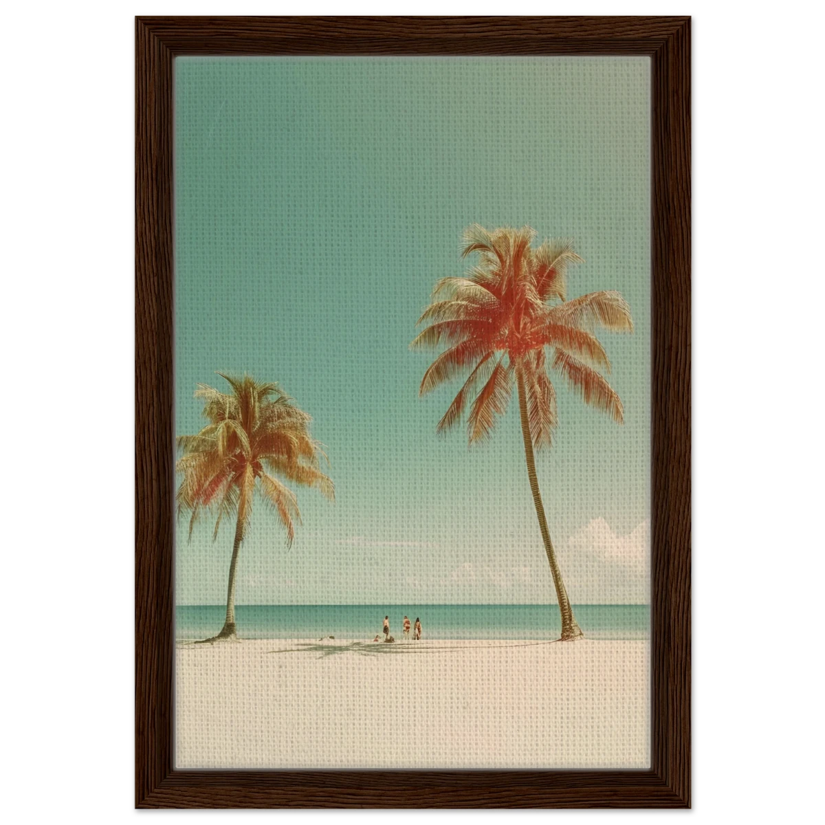 "Tropical Serenity" – A Coastal Escape | Palm Beach Wall art Print - 30x45 cm / 12x18″ - Framed Canvas - Dark wood frame