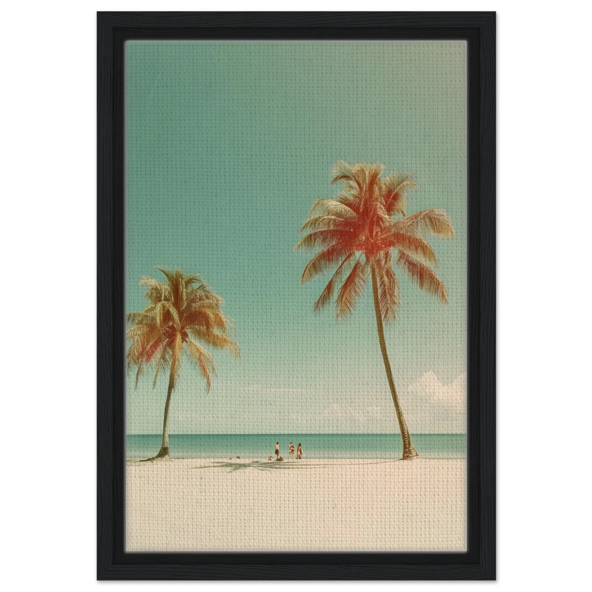 "Tropical Serenity" – A Coastal Escape | Palm Beach Wall art Print - 30x45 cm / 12x18″ - Framed Canvas - Black frame