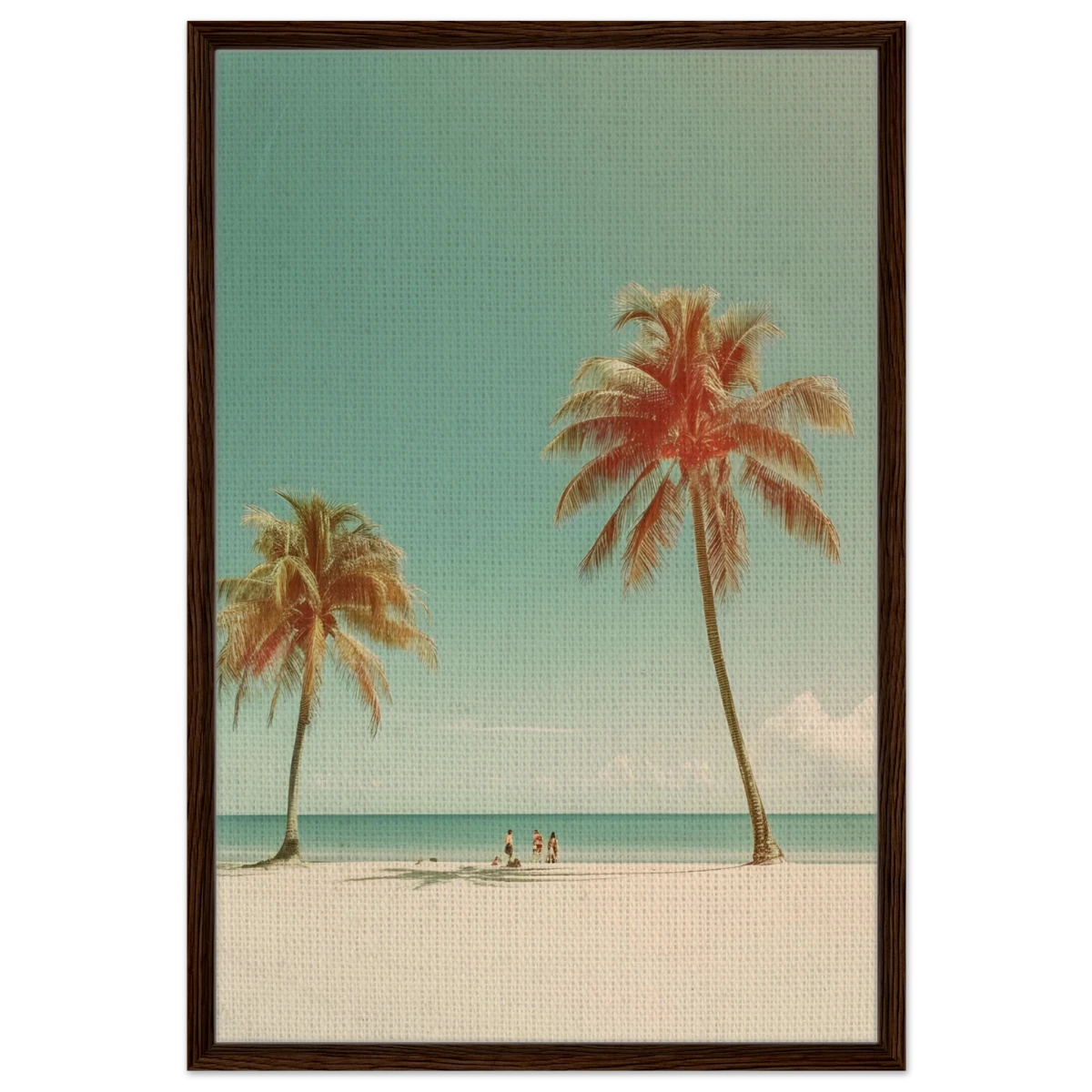"Tropical Serenity" – A Coastal Escape | Palm Beach Wall art Print - 60x90 cm / 24x36″ - Framed Canvas - Dark wood frame