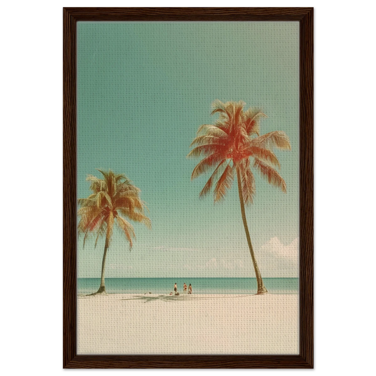 "Tropical Serenity" – A Coastal Escape | Palm Beach Wall art Print - 40x60 cm / 16x24″ - Framed Canvas - Dark wood frame