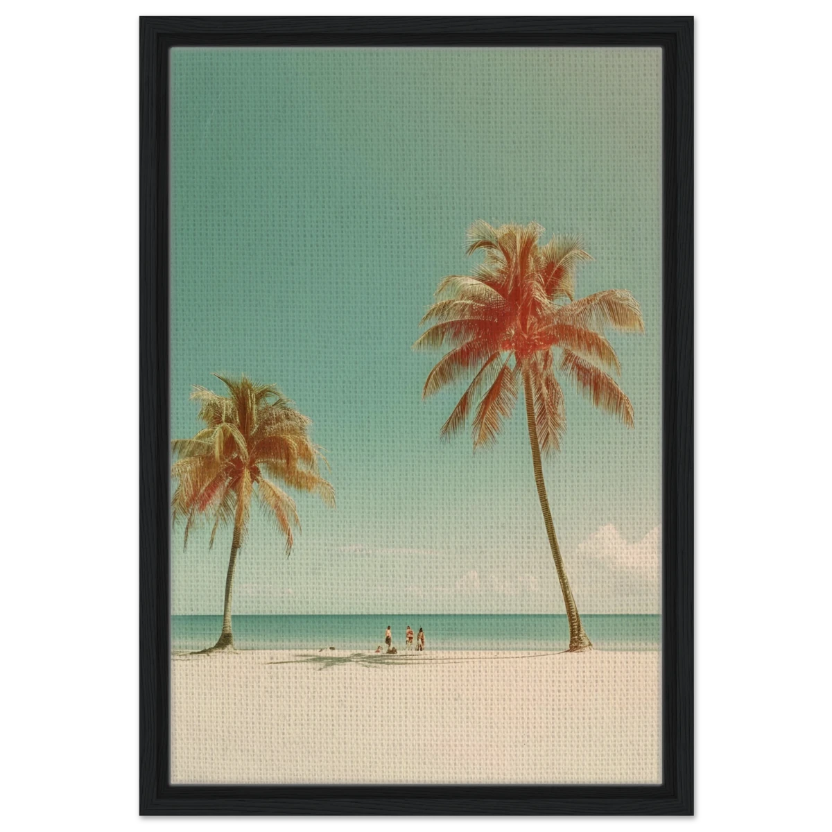 "Tropical Serenity" – A Coastal Escape | Palm Beach Wall art Print - 40x60 cm / 16x24″ - Framed Canvas - Black frame